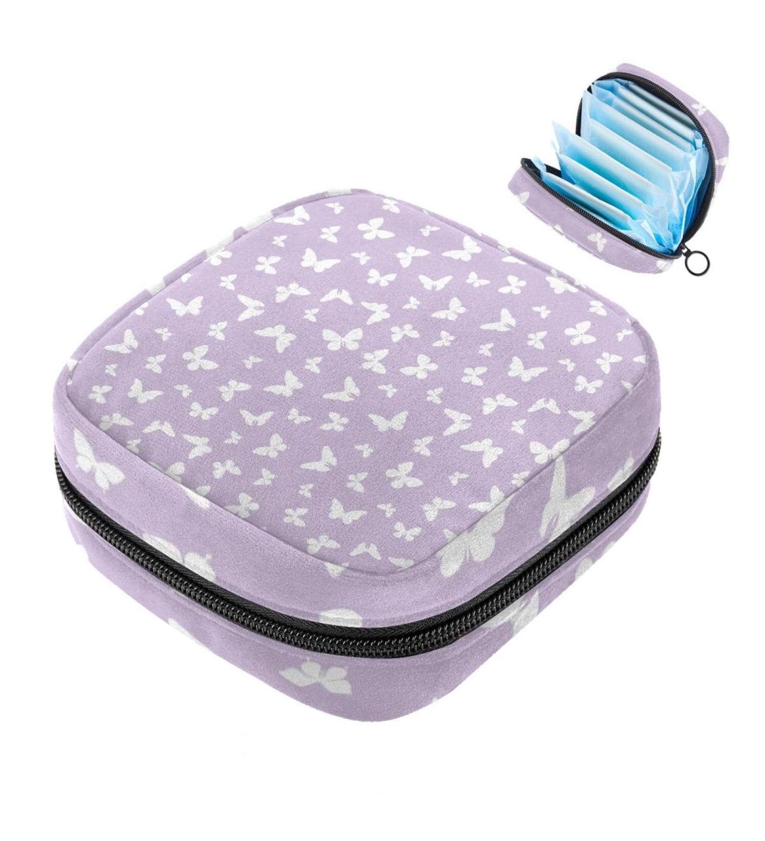 Muoooum Purple Butterfly Bandage Storage Bag | Menstruation Pad & Menstrual Cup Pocket for Women & Teens - Buy Online on GoSupps.com