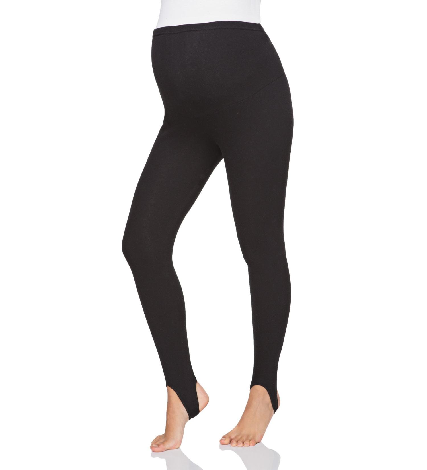 FUTURO FASHION Women's Maternity Fleece Lined Leggings Stirrup Comfortable Pregnancy Winter Cotton Leggings Over Bump Belly Support Stretchy Adjustable High Waisted Pants 8-22 UK 12 Black