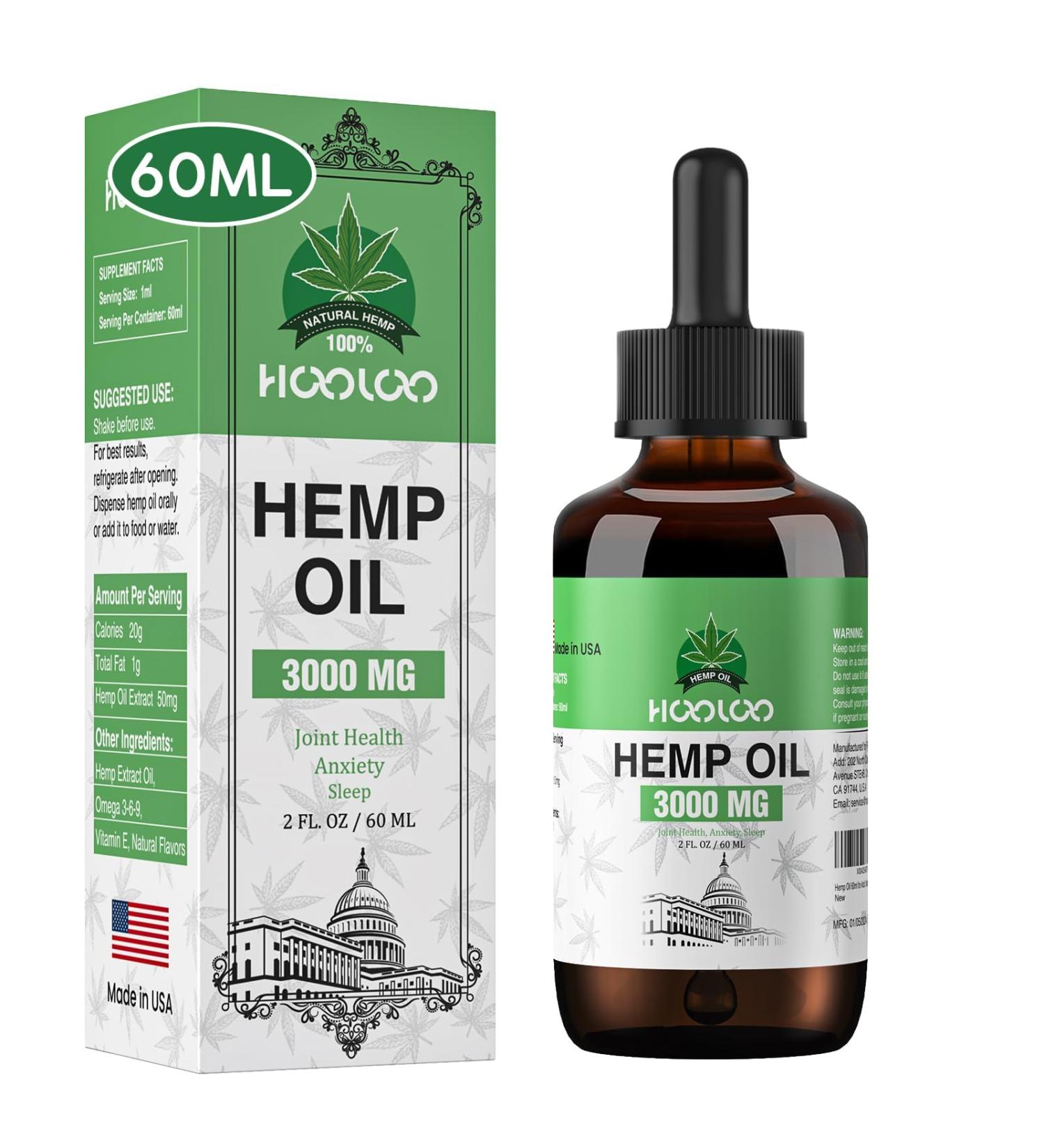 HOOLOO Hemp Oil for Adults 3000MG for Bedtime Support Unwind Relief Muscle Joint Discomfort Allergen Free 2Fl Oz Made in USA - Buy Online on GoSupps.com