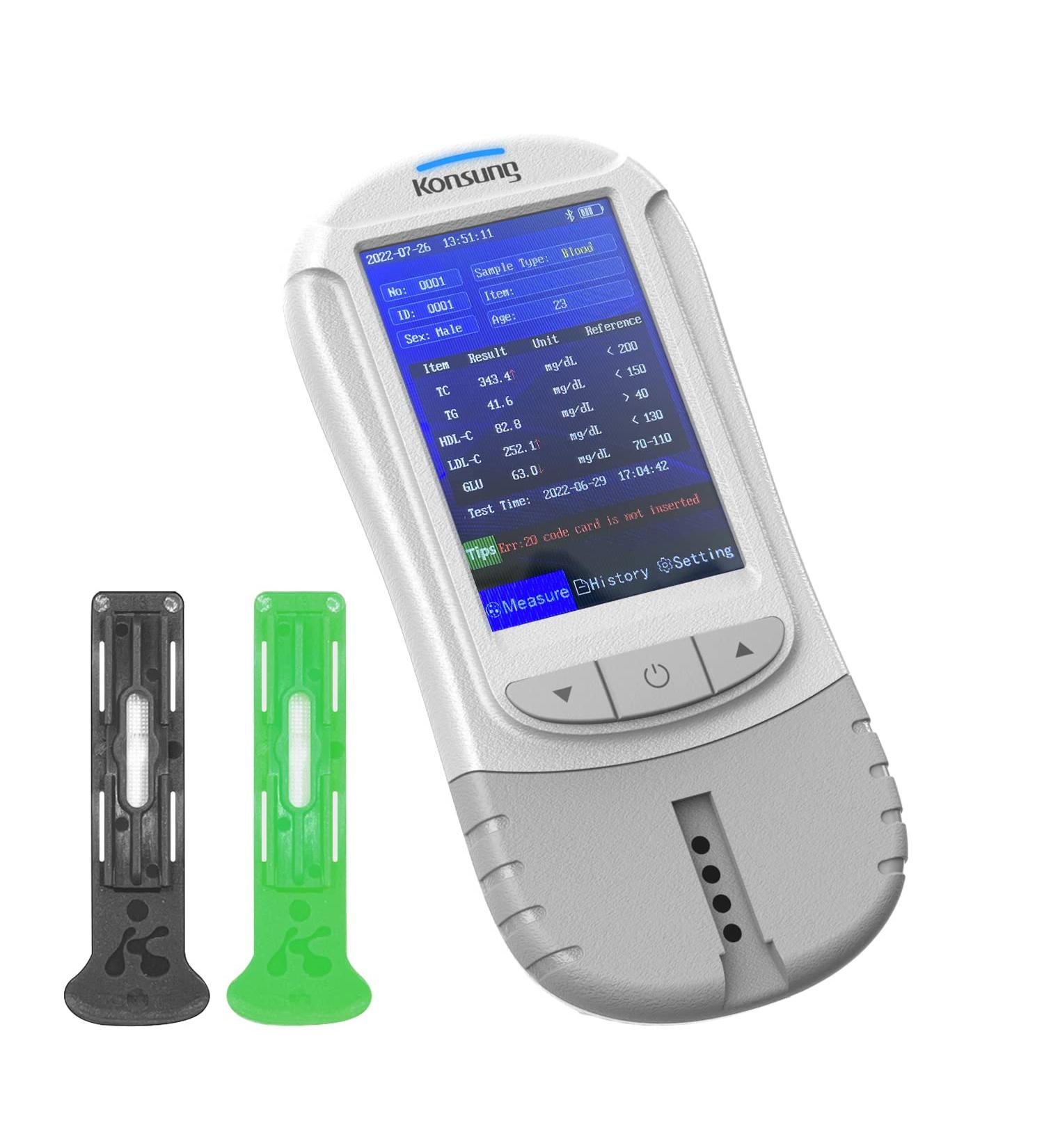 Konsung Cholesterol Home Test Kit 6-in-1 Glucose Uric Acid Total Cholesterol HDL LDL Trigly Cerideuric Acid and Lipid Analyser with 60 Test Strips - Buy Online on GoSupps.com