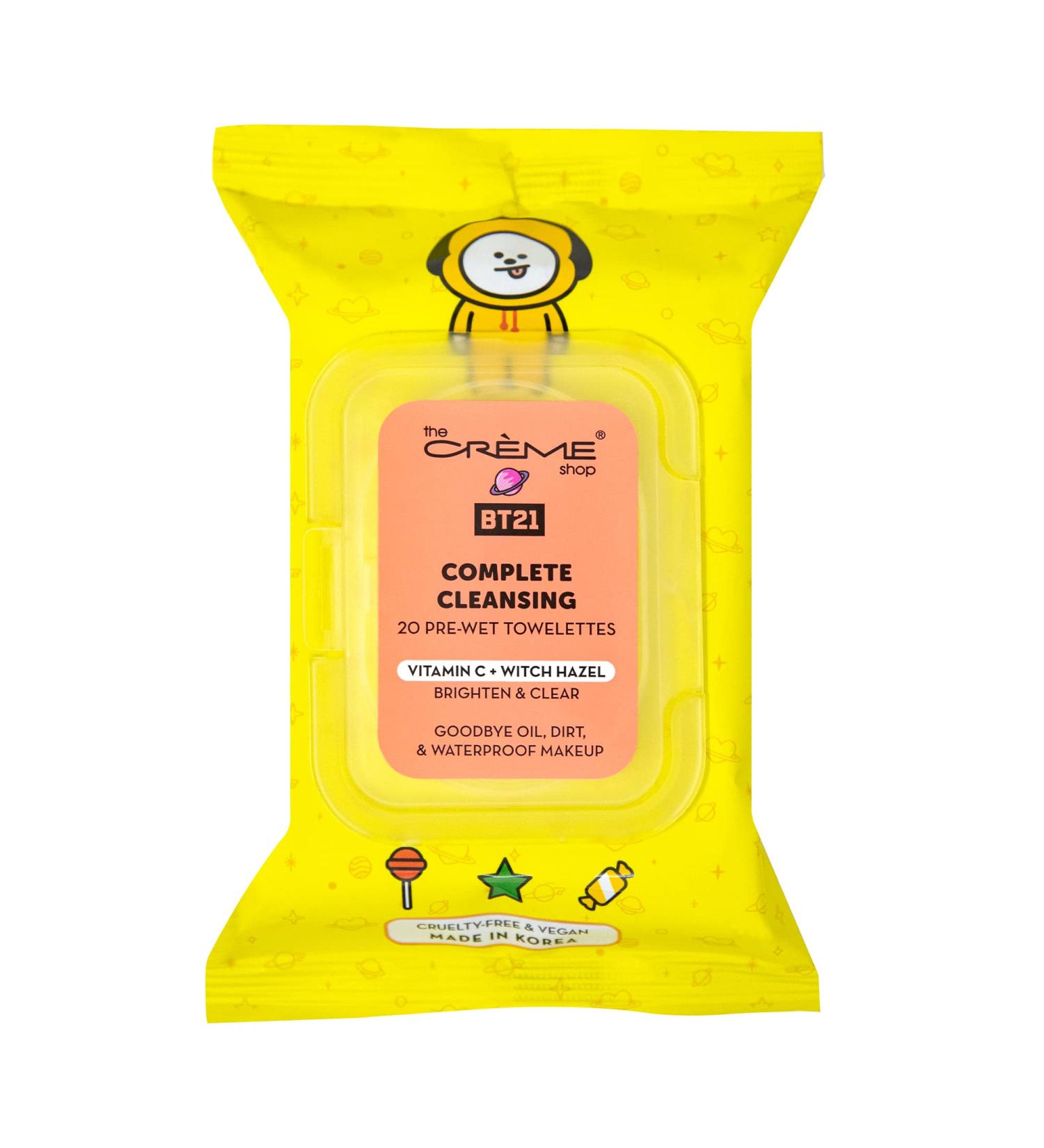 The Cr me Shop BT21 CHIMMY Complete Cleansing Towelettes - Vitamin C & Witch Hazel (20 Pre-Wet Towelettes)