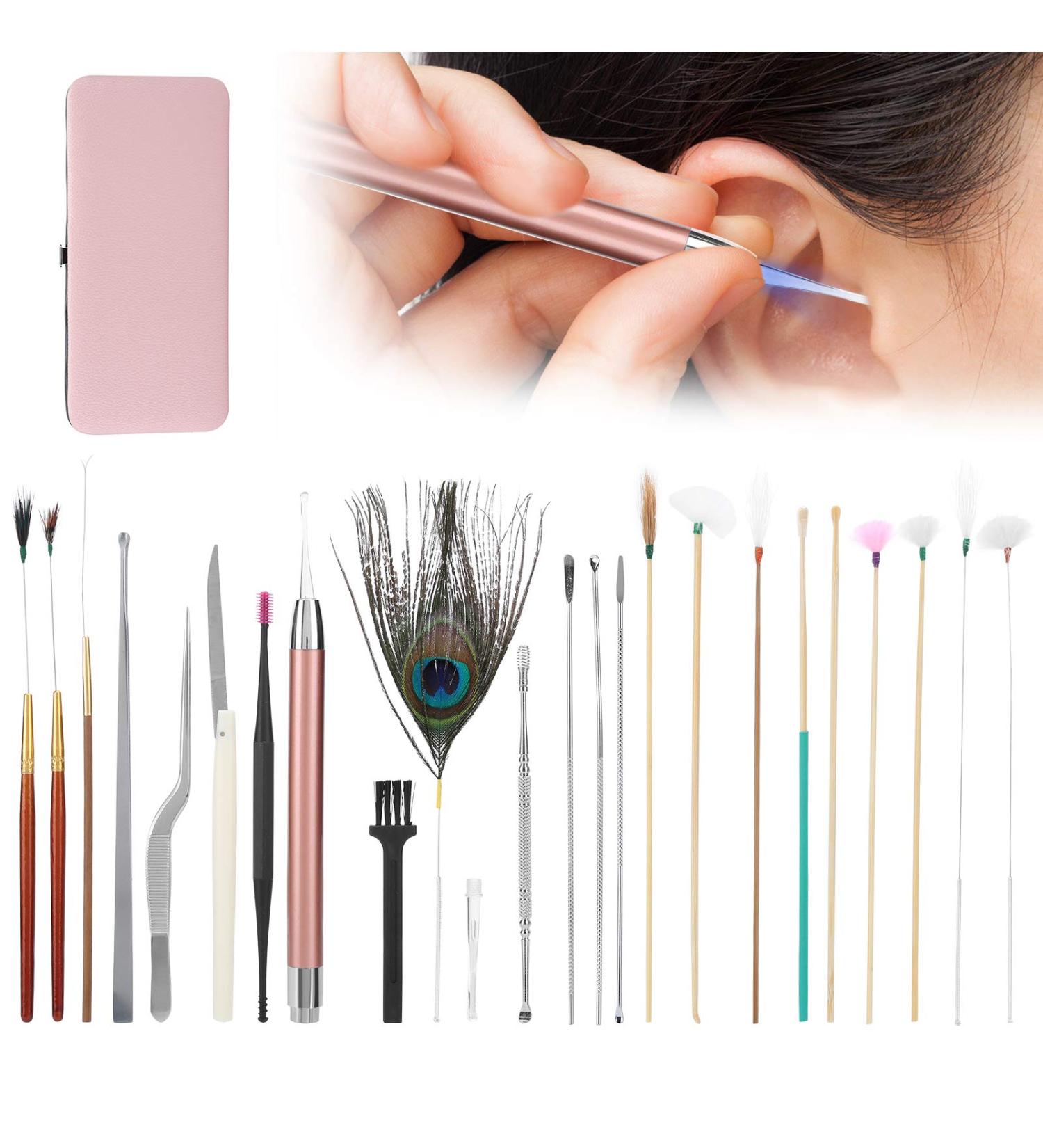 23pc Spiral Double Ended Ear Wax Removal Tool Set with Ear Powder - Ear Picks for Gentle Ear Cleaning - Buy Online on GoSupps.com