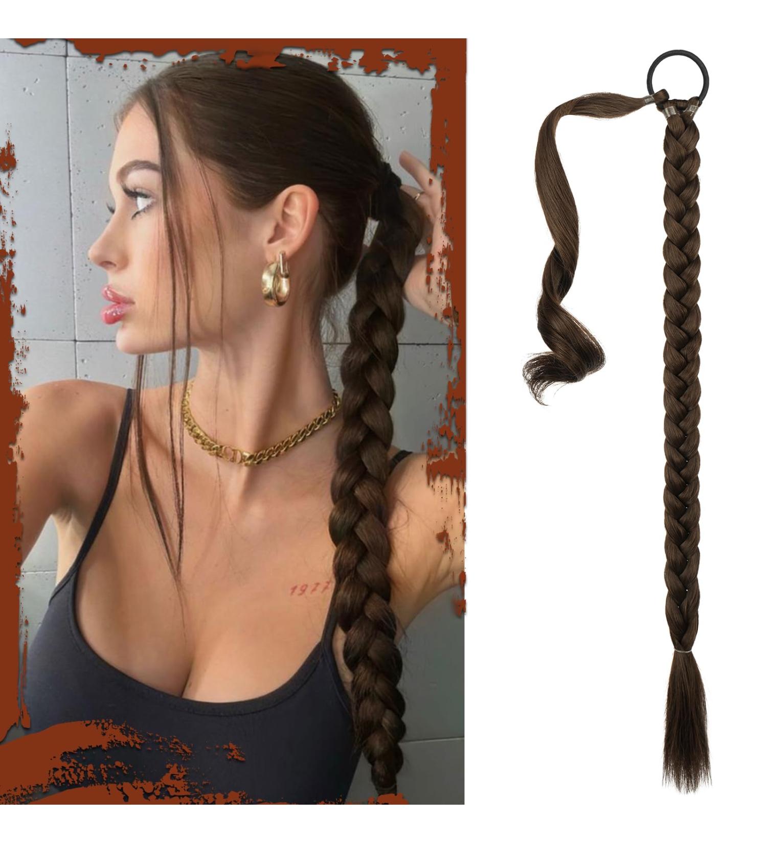 Sofeiyan Long Braid Ponytail Extension with Hair Tie Straight Sleek Wrap Around Hair Extensions Braid Pony Tail Fluffy Natural Soft Synthetic Hairpieces for Women Daily Wear 30 inch-Black Mixed Brown 30 Inch (Pack of 1) Black Mixed Brown - Buy Online on GoSupps.com