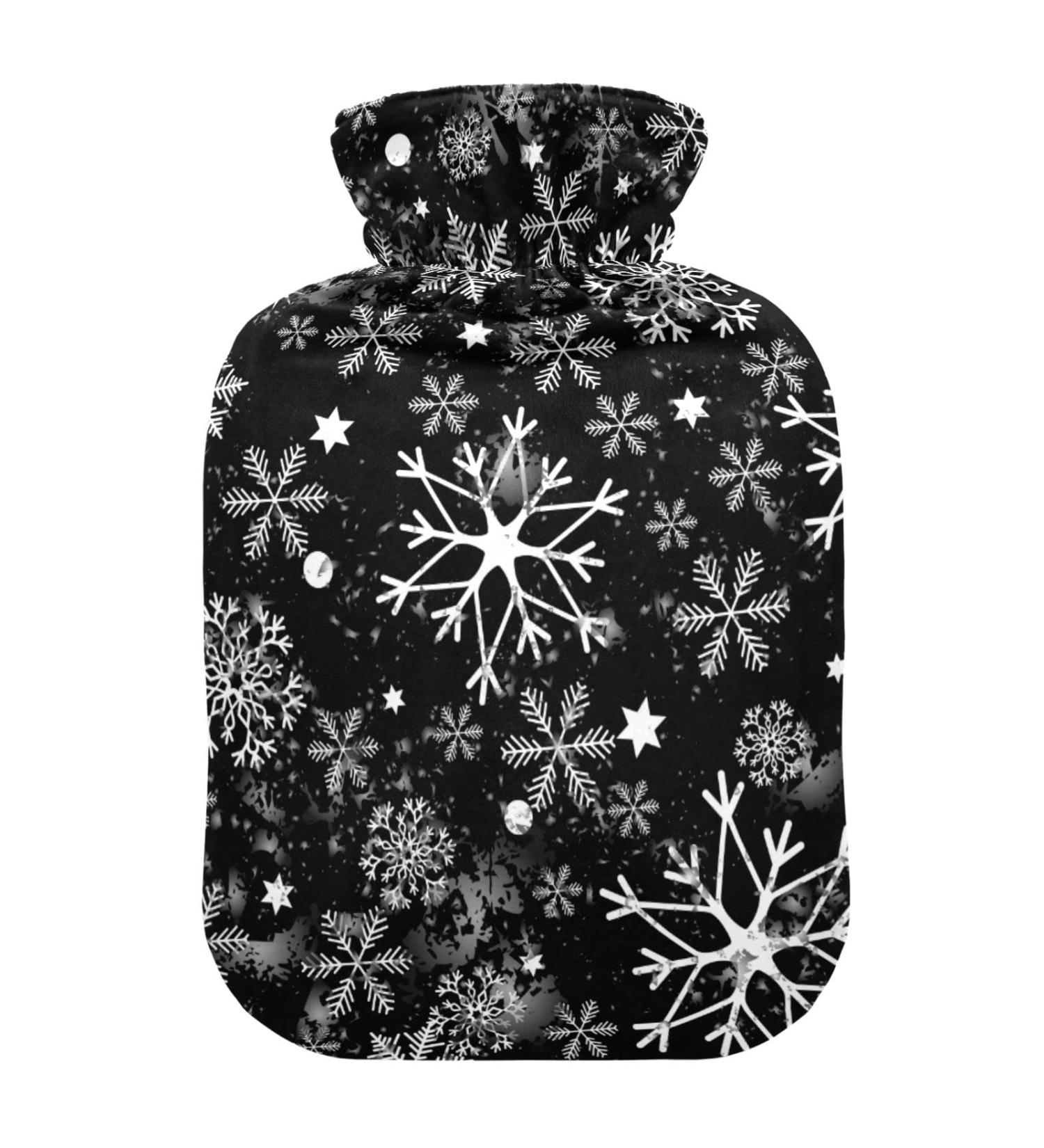 Durable 1L Heat Bottle with Cover for Pain Relief | Winter Patterns | Ideal for Hand Feet Shoulder & Neck Therapy - Buy Online on GoSupps.com