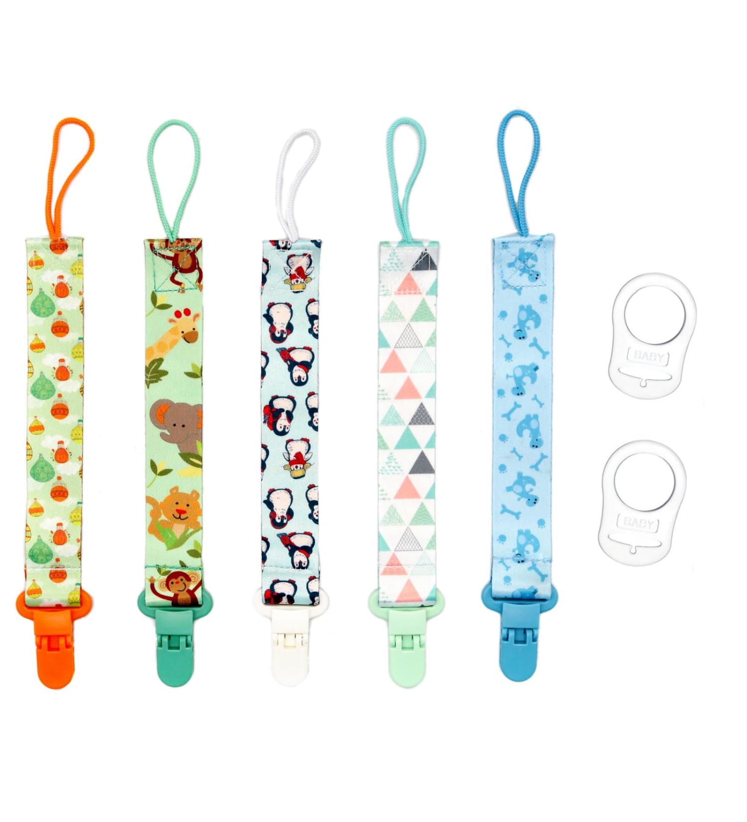 Pacified Chains Set - 5 Pacifiers Clips & Holders for Baby Boys & Girls | International Shipping - Buy Online on GoSupps.com