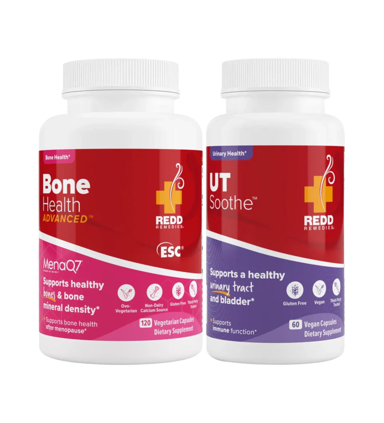 Redd Remedies Bone Health Advanced 120 Capsules and UT Soothe wih Probiotics 60 Capsules - Buy Online on GoSupps.com