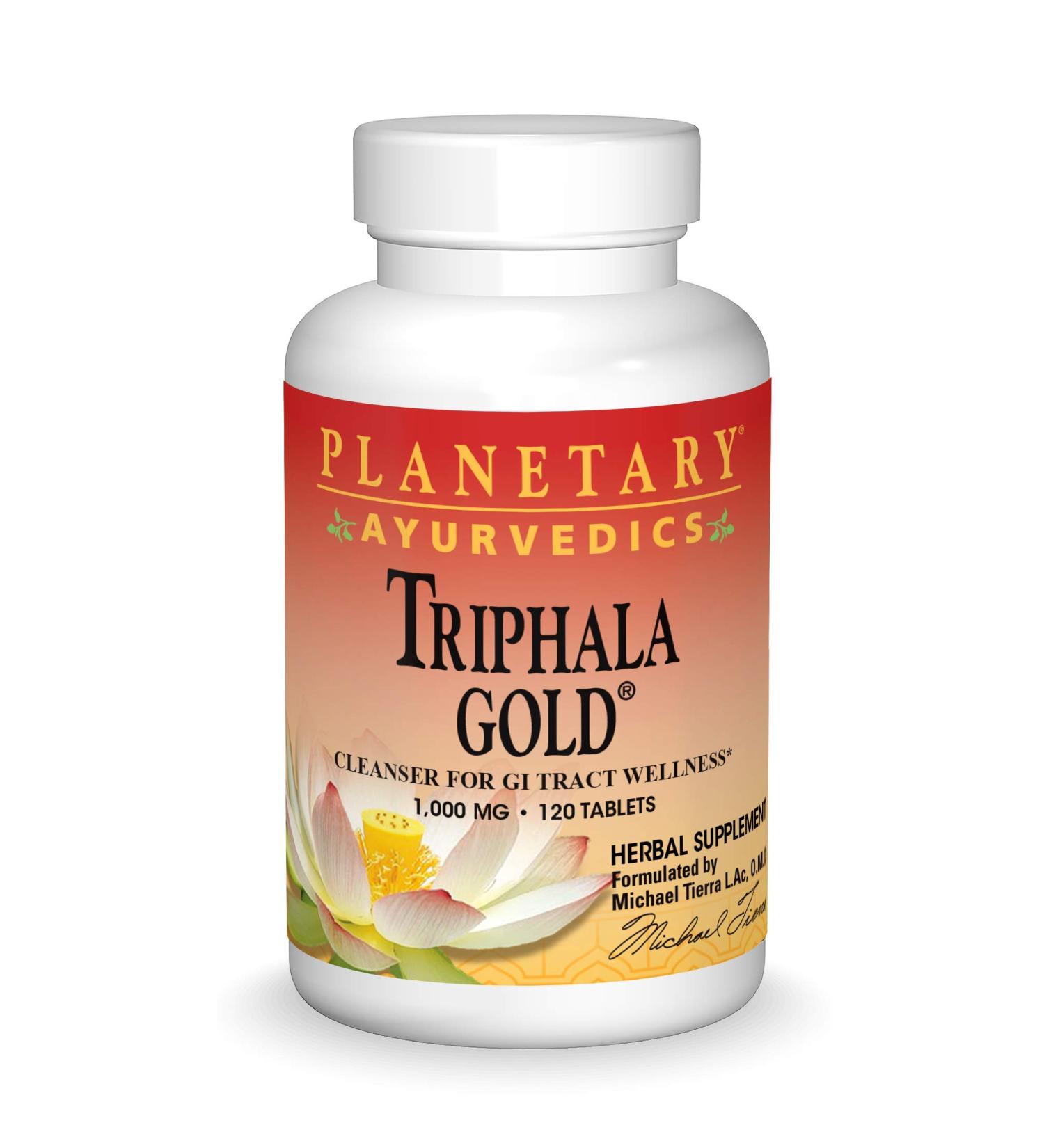 Triphala Gold 1000 mg - 120 Tablets by Planetary Herbals | Ayurvedic Digestive Health - Buy Online on GoSupps.com