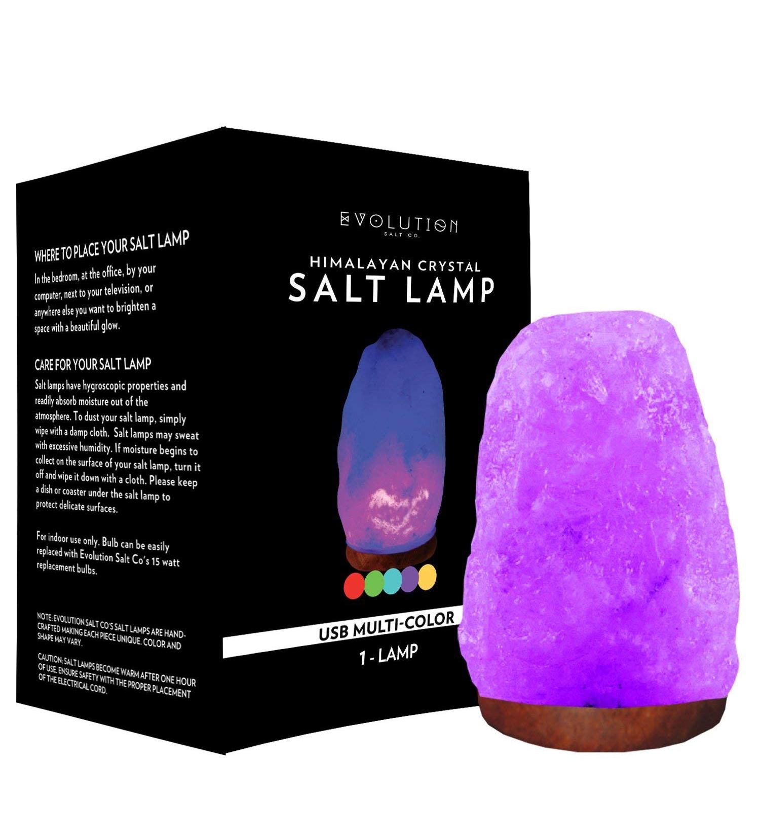 Evolution Salt USB Himalayan Salt Lamp - Multi Color Changing (1-2 lbs, 3.5x3.5x5) - Buy Online on GoSupps.com