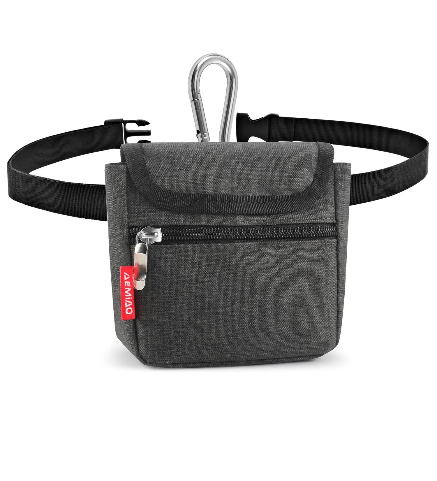 AEMIAO Dog Treat Pouch with Magnetic Closure - Hands-Free Small Puppy Training Bag - Adjustable Waistband & Bonus Carabiner - Grey - Buy Online on GoSupps.com