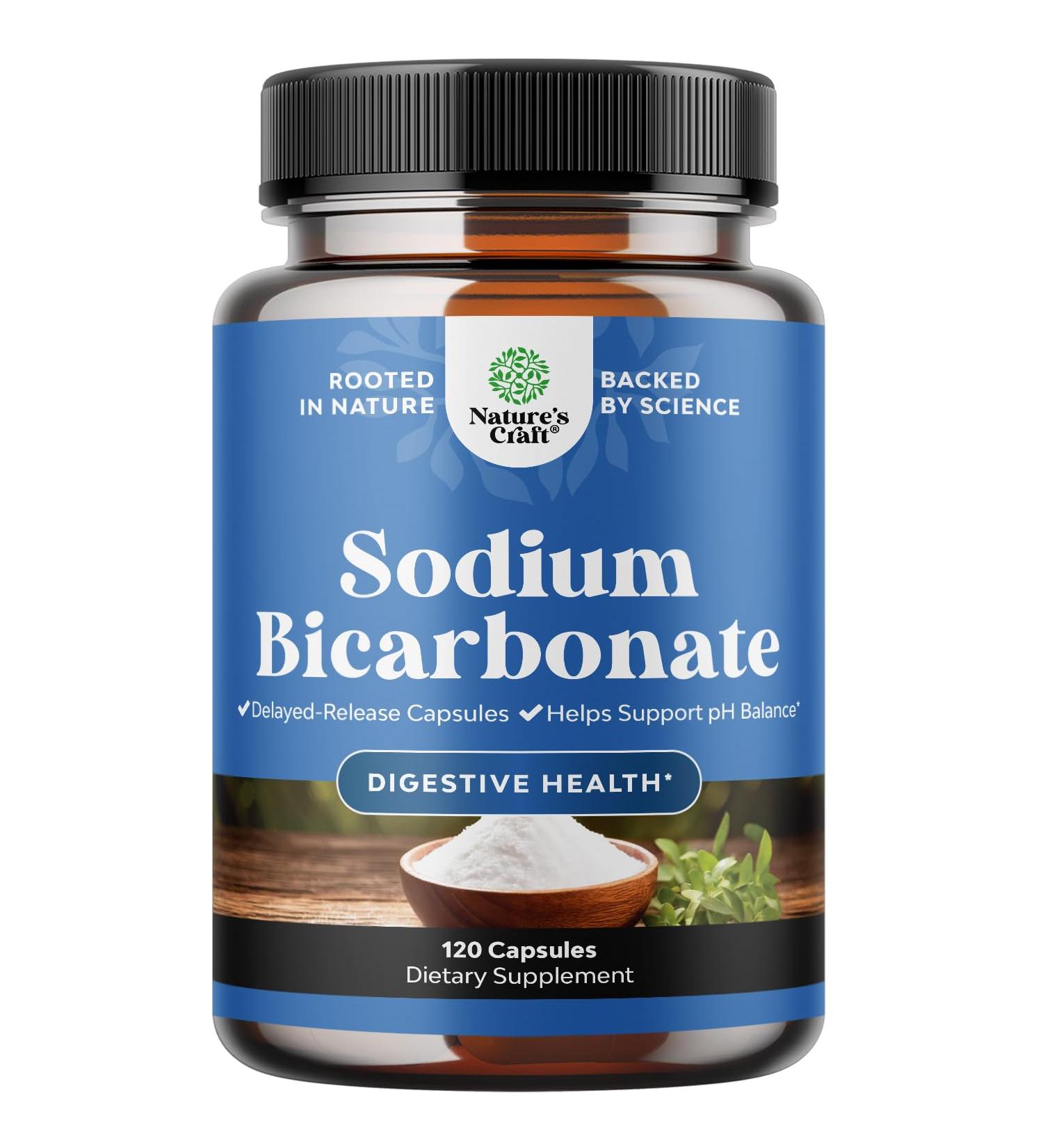 High Purity Sodium Bicarbonate Capsules for Digestive Health Support & pH Balance - 650mg - Delayed Release Gastric Support for Stomach Discomfort - Bicarbonato De Sodio - Easy to Swallow - 120 Ct 120 count (Pack of 1) - Buy Online on GoSupps.com