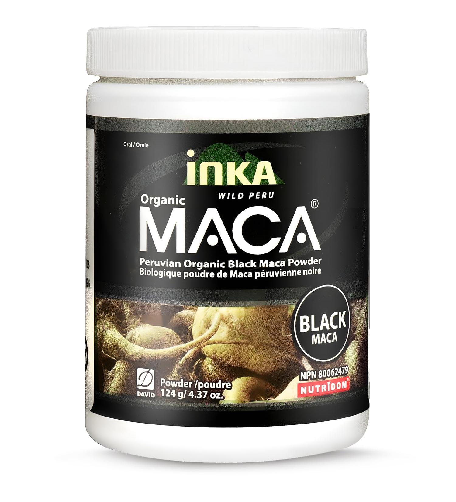 InkaMaca Organic Black Maca Powder for Men - 100% Pure Peruvian Black Maca Root Supplement to Support Male Energy - Easy to Mix with Coffee or Water No Additives Fillers Preservatives Non-GMO (124g) - Buy Online on GoSupps.com
