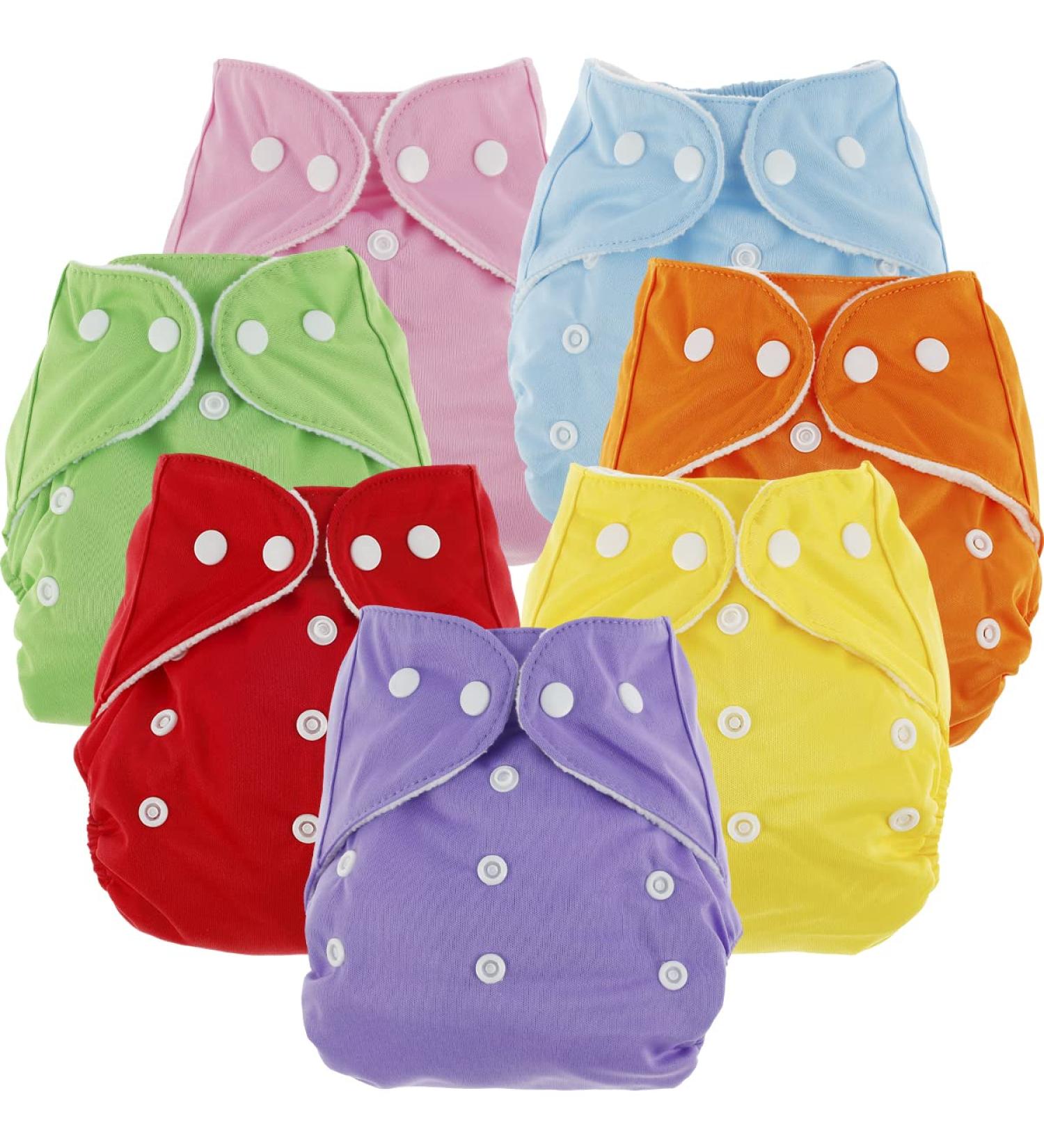 7Pcs Reusable Pocket Nappies for Babies | Washable Cloth Diapers - Multi-Color & Comfortable for Baby Boys & Girls - Buy Online on GoSupps.com