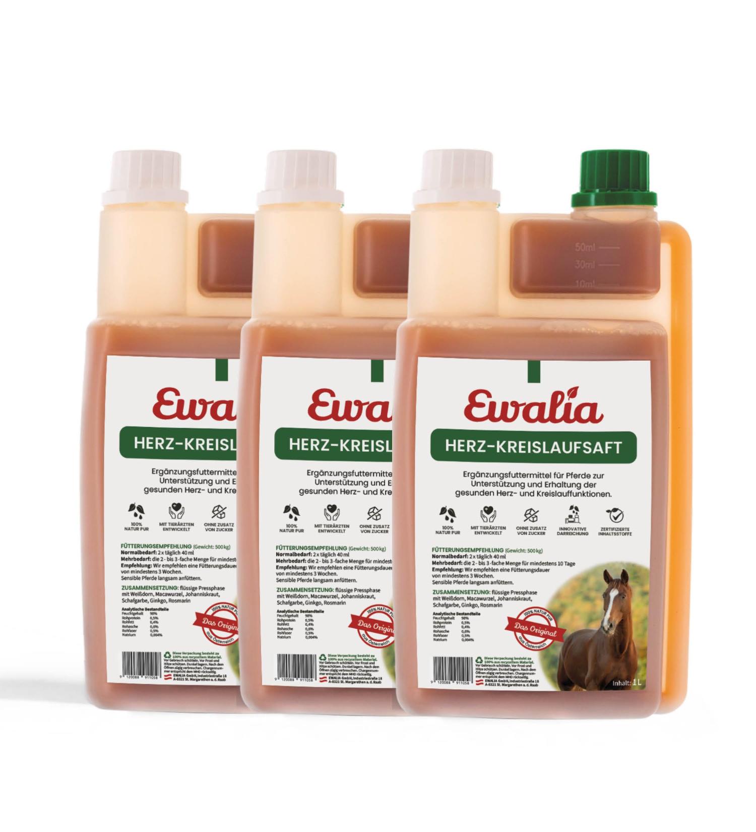 Ewalia Cardiovascular Juice - Optimal Dietary Supplement for Horses Promotes Heart Health Natural Circulatory System Support 100% Herbal Formula 3x1L - Buy Online on GoSupps.com