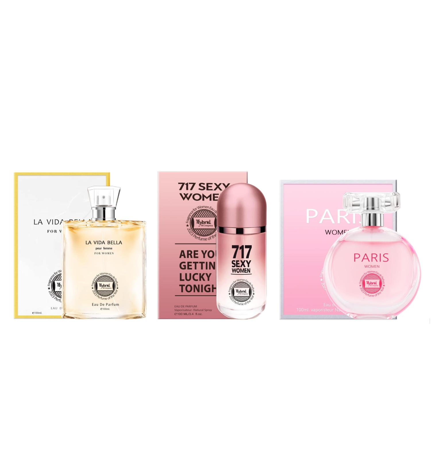 Hybrid & Company Women 3 Pcs Fragrance for Women Eau De Parfum Natural Spray Scent LA VIDA BELLA 717 SEXY WOMEN Paris Women 3.4 Fl Oz (Pack of 3) - Buy Online on GoSupps.com