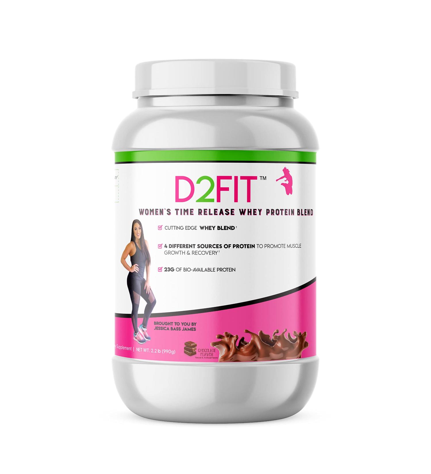 D2Fit Women's Time Release Whey Protein Blend - 4 Sources of Protein, Chocolate - 2.2 lb. (990g) - Buy Online on GoSupps.com