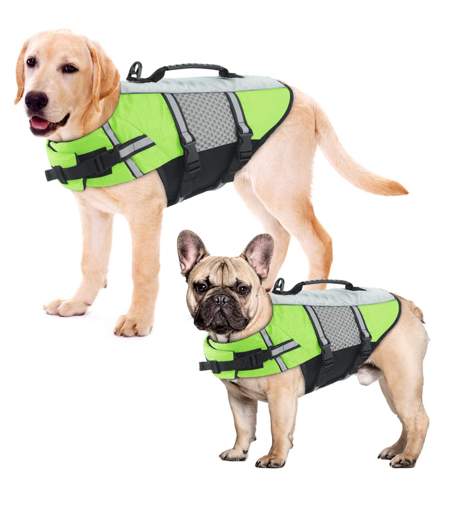 Alagirls Life Jacket for Small Dogs - Adjustable Safety Vest for Swimming & Boating Reflective Handle Green M (48-58cm Chest Circumference) - Buy Online on GoSupps.com