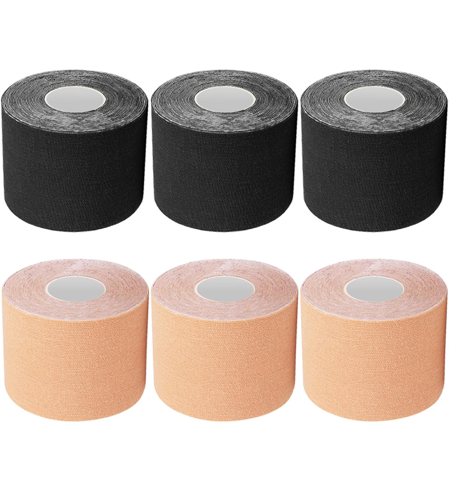 CHOIMOKU Athletic Tape Knee Tape 2inches Uncut Kinesiology Tape Waterproof 2" Sports Tape for Muscle Support Ankle Shoulder 6 Rolls (3x Beige 3x Black) - Buy Online on GoSupps.com