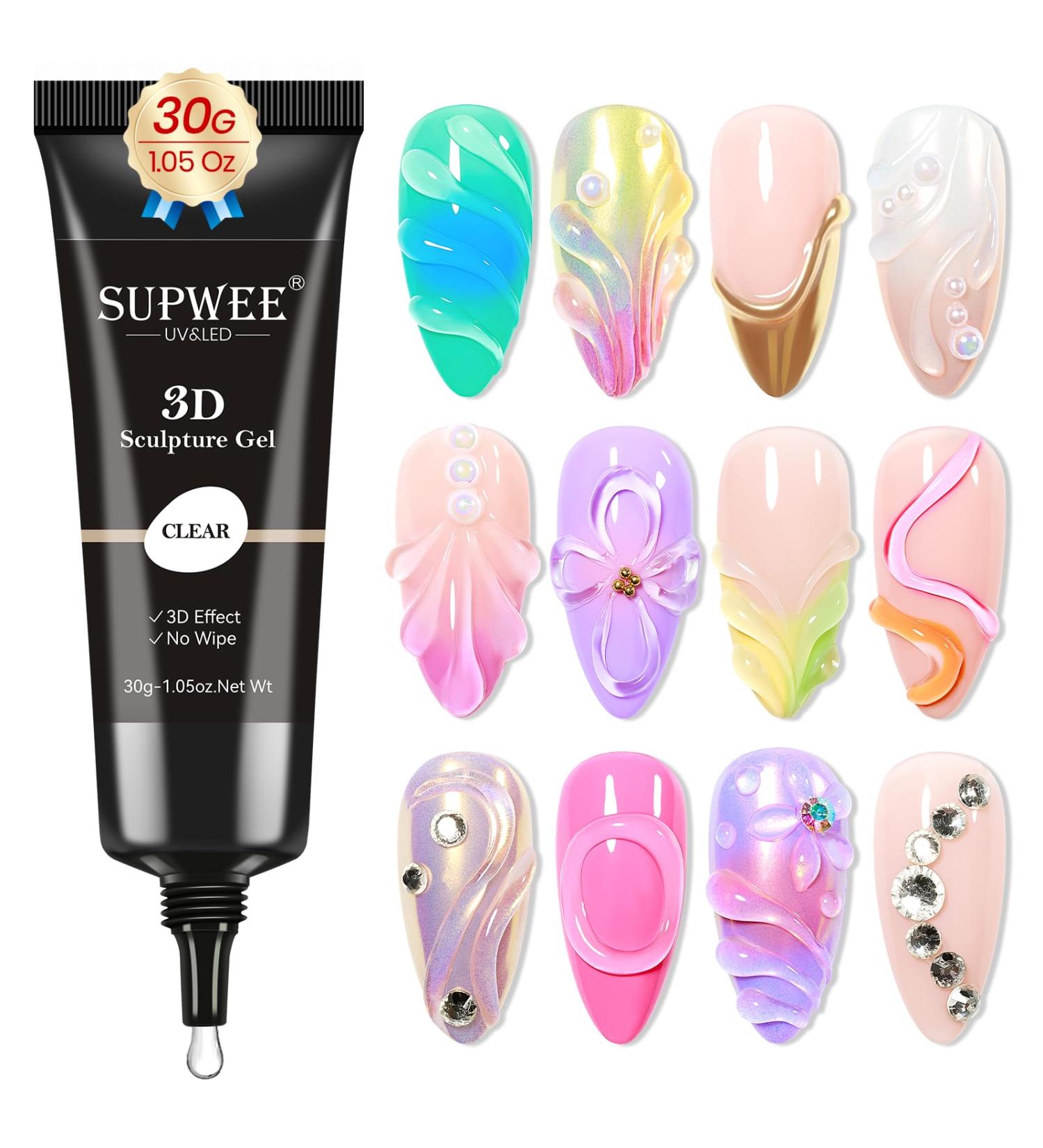 3D Nail Gel Clear Sculpting Gel 30g - No Wipe Molding Gel for Nail Art Charms & Rhinestone Designs - Buy Online on GoSupps.com