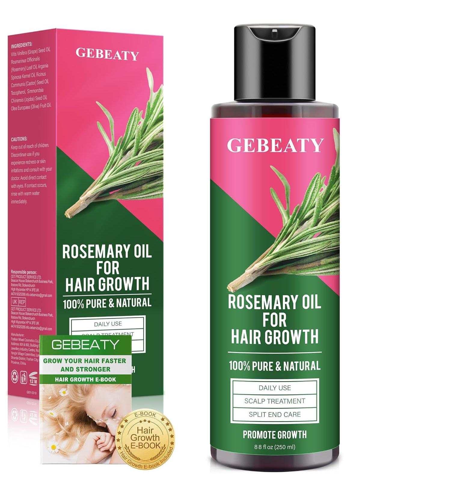 Organic Rosemary Oil for Hair Growth - 100% Pure & Natural Cold Pressed Hair Treatment with Jojoba & Castor Oil (8 Fl Oz - Buy Online on GoSupps.com