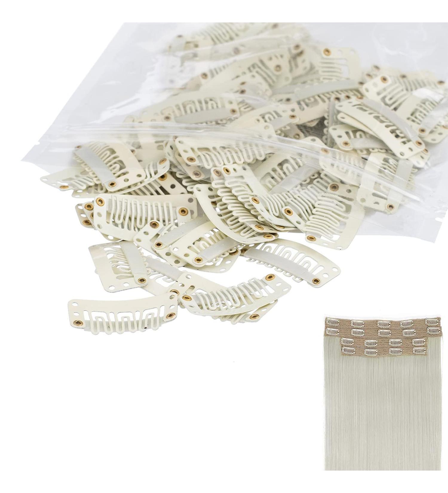 Metal Snap Hair Extension Clips - U-Shape Wig Clips for DIY Extensions (WHITE) - Buy Online on GoSupps.com
