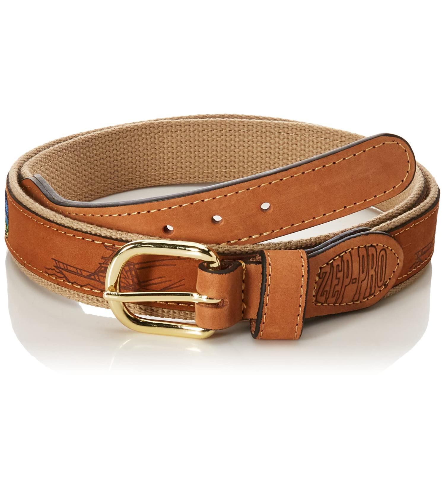 ZEP-PRO Men's Tan Leather Embroidered Dolphin Belt 36 - Tan/Buff - Buy Online on GoSupps.com