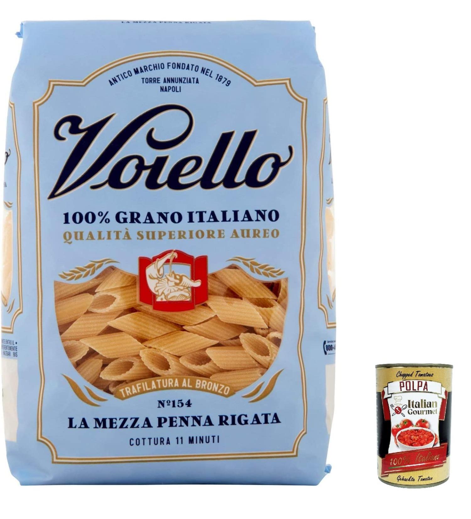  Italian Gourmet E.R. Voiello Pasta Mezze Penne Rigate Pack of 10 100% Italian Pasta N 154 500 g + Polpa Italian Gourmet 400 g - Buy Online on GoSupps.com