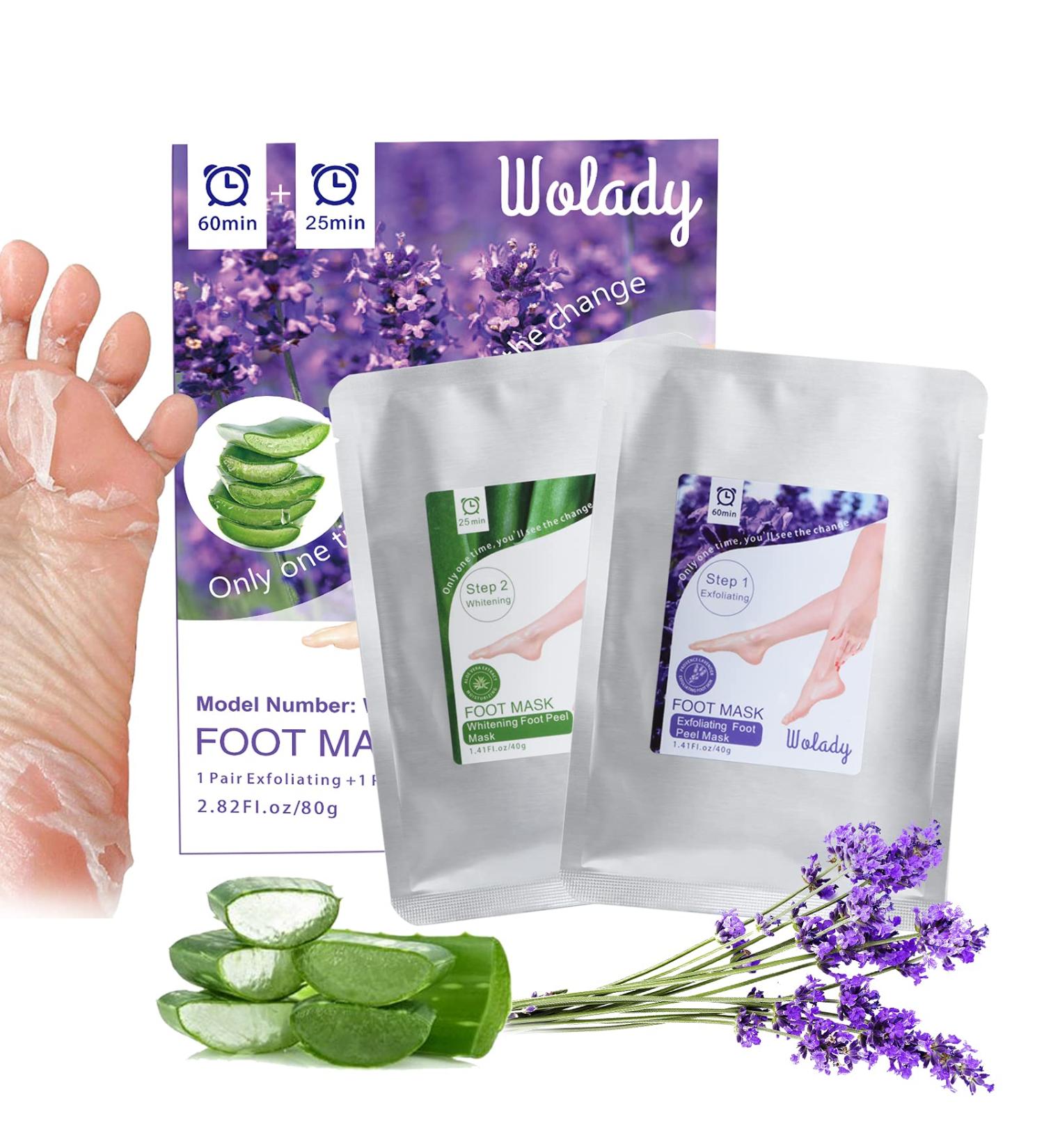 Foot Peeling Mask - Exfoliating Socks for Smooth Feet | Wolady Moisturizing Foot Care Mask | Removes Calluses & Dead Skin - 2 Pairs - Buy Online on GoSupps.com