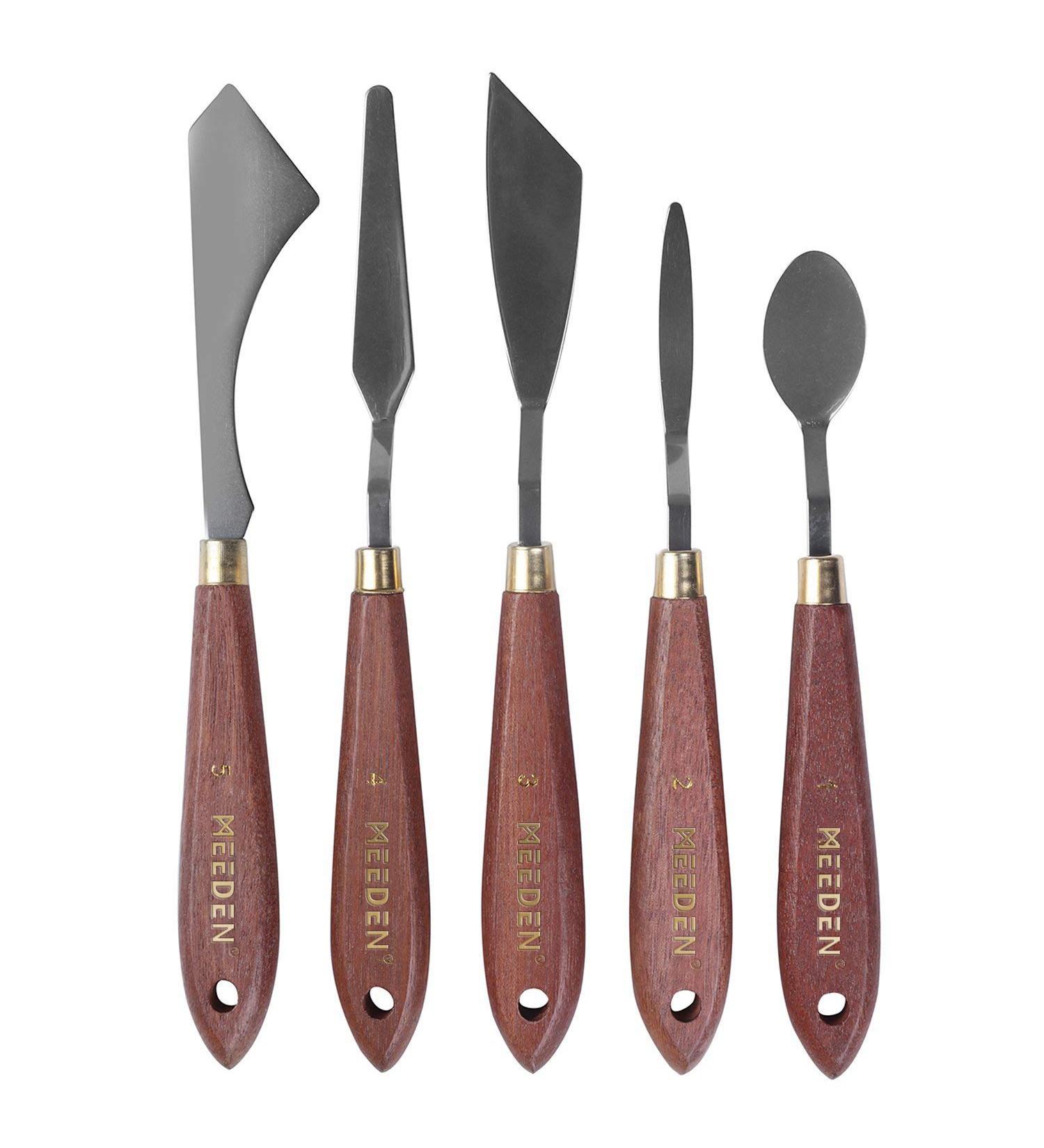 MEEDEN 5-Piece Stainless Steel Painting Knife Set for Oil & Acrylic - Palette Knives for Mixing and Scraping - Buy Online on GoSupps.com
