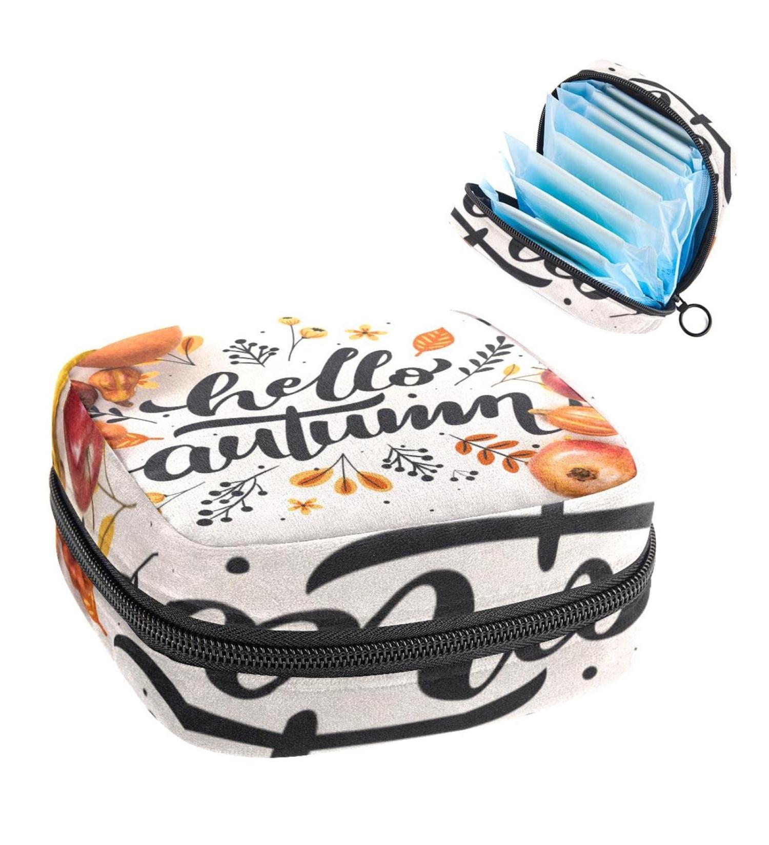 Anna Cowper Hello Autumn Menstrual Cup Pouch & Sanitary Napkin Storage Bag | Portable Period Holder for Women & Girls - Multi-colored - Buy Online on GoSupps.com