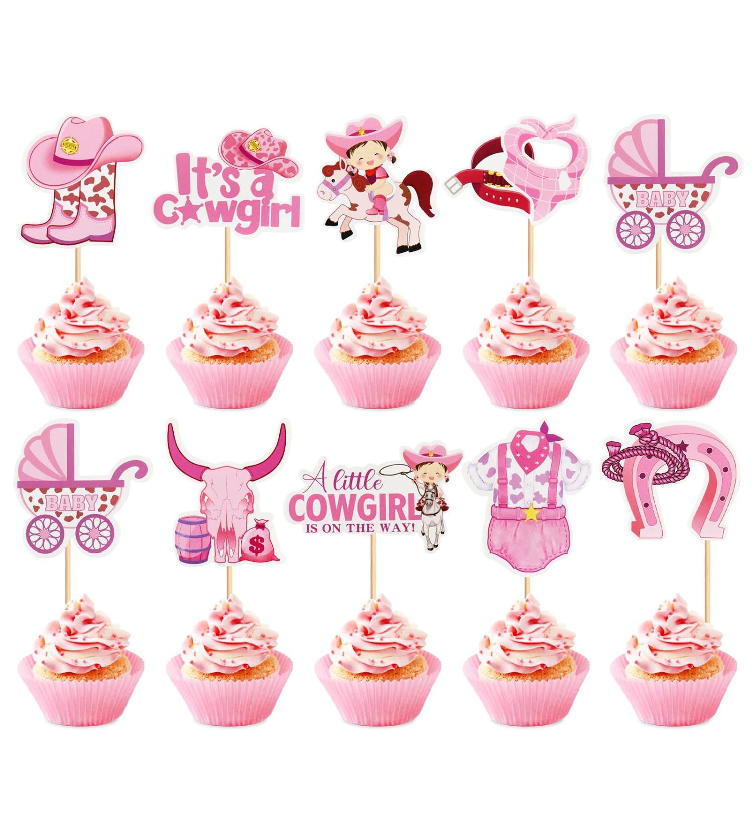 Keaziu 36PCS A little Cowboy is On The Way Cupcake Toppers Cowboy Riding HorseShoe Cowgirl Hats Western Theme Happy Birthday Baby Shower Party Cake Decorations Supplies Pink 3 Pink 2024 - Buy Online on GoSupps.com