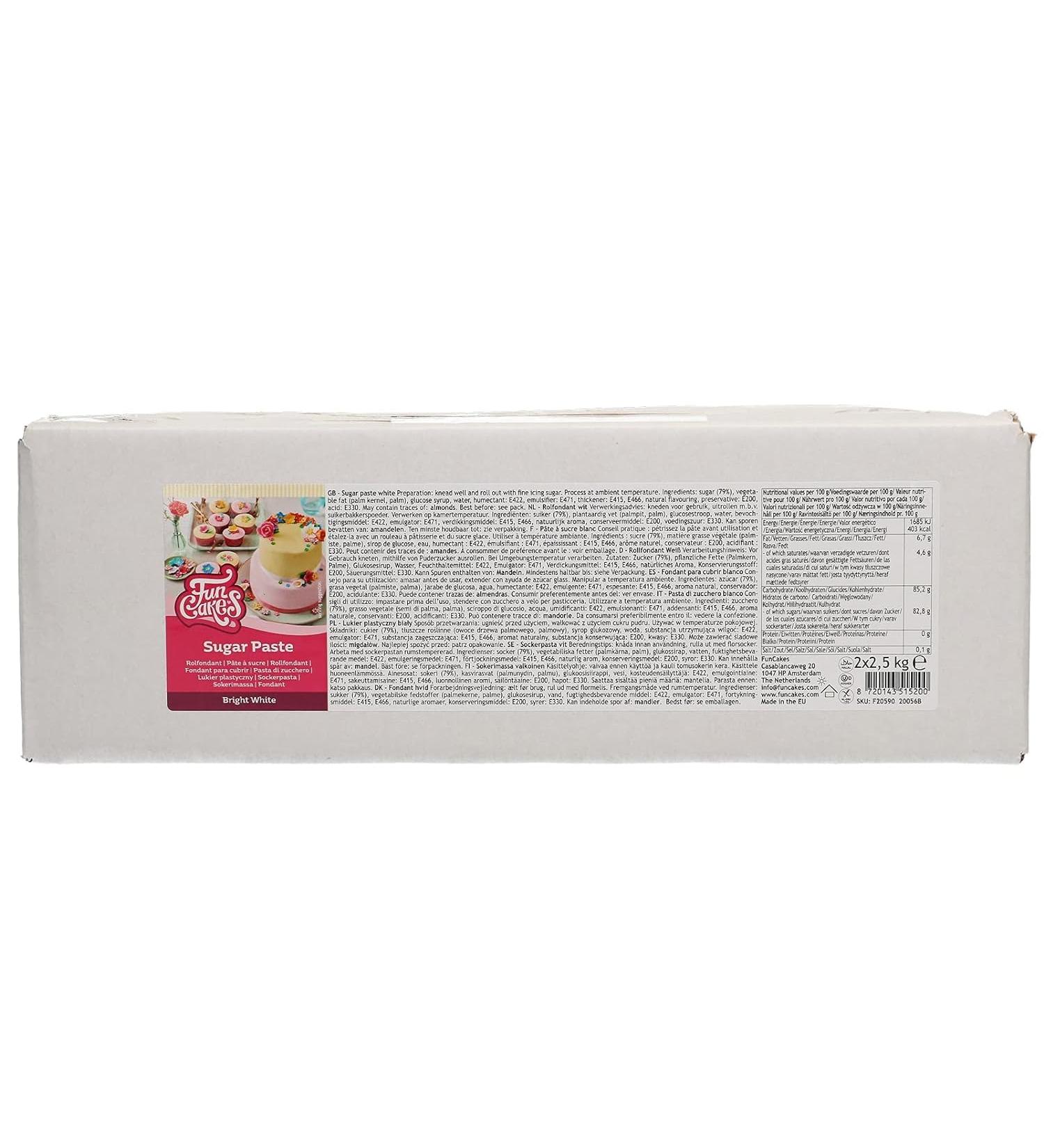 Funcakes Rollfondant Bright White 5kg | Easy to Use Smooth & Flexible Cake Decorating | Halal Kosher & Gluten-Free - Buy Online on GoSupps.com