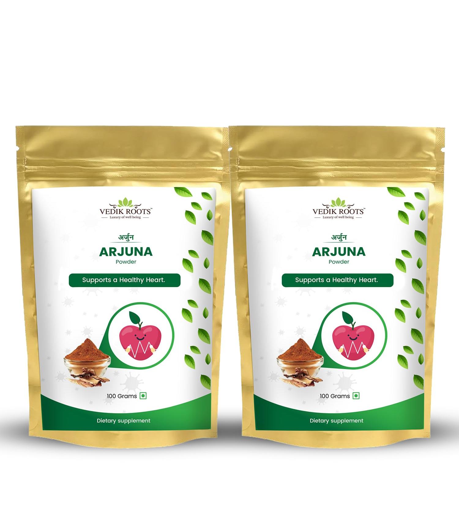 VEDIKROOTS Organic Arjuna Bark Powder 100 g Supports Healthy Heart Functions Arjun Ki Chaal Powder Promotes Healthy Metabolism (Pack of 2) - Buy Online on GoSupps.com