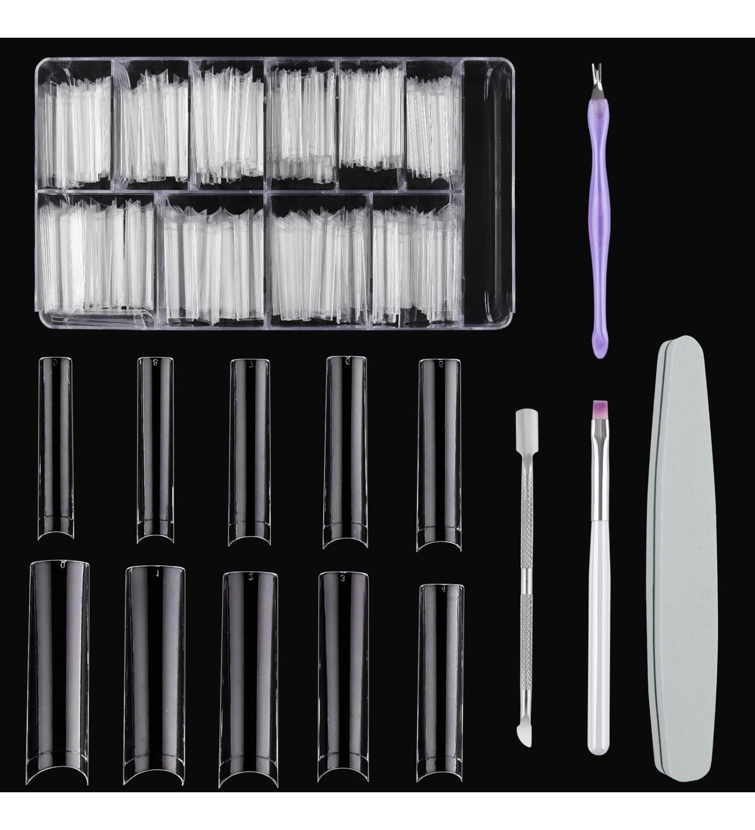 Ebanku 500 Pieces Extra Long Clear Nail Tips - C-Curve Free 10 Sizes with Case & 4 Nail Art Tools for Women & Girls - Perfect for Nail Studios - Buy Online on GoSupps.com