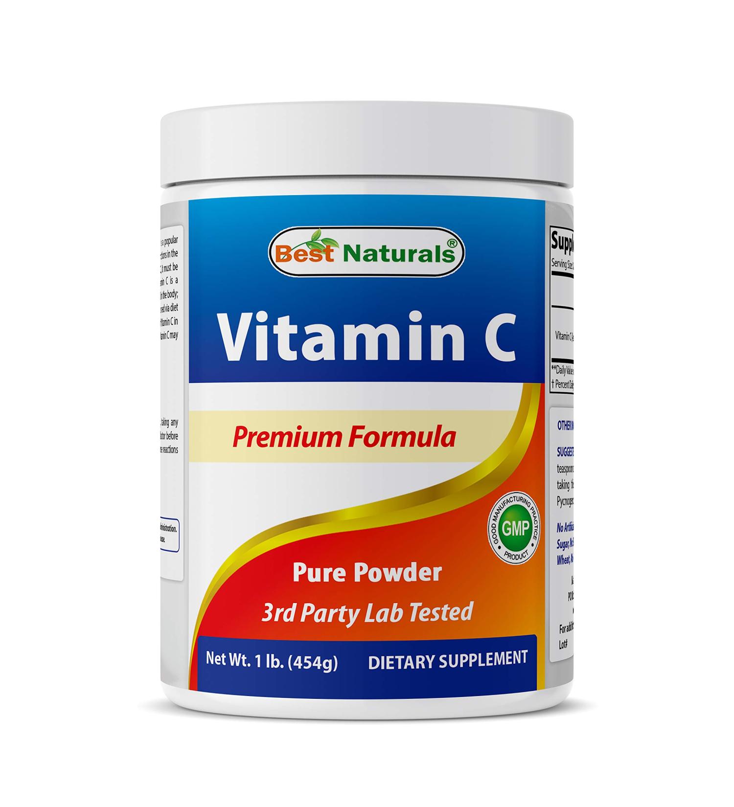 Best Naturals 100% Pure Vitamin C Powder 1 lb (454g) | Ascorbic Acid Supplement - Buy Online on GoSupps.com