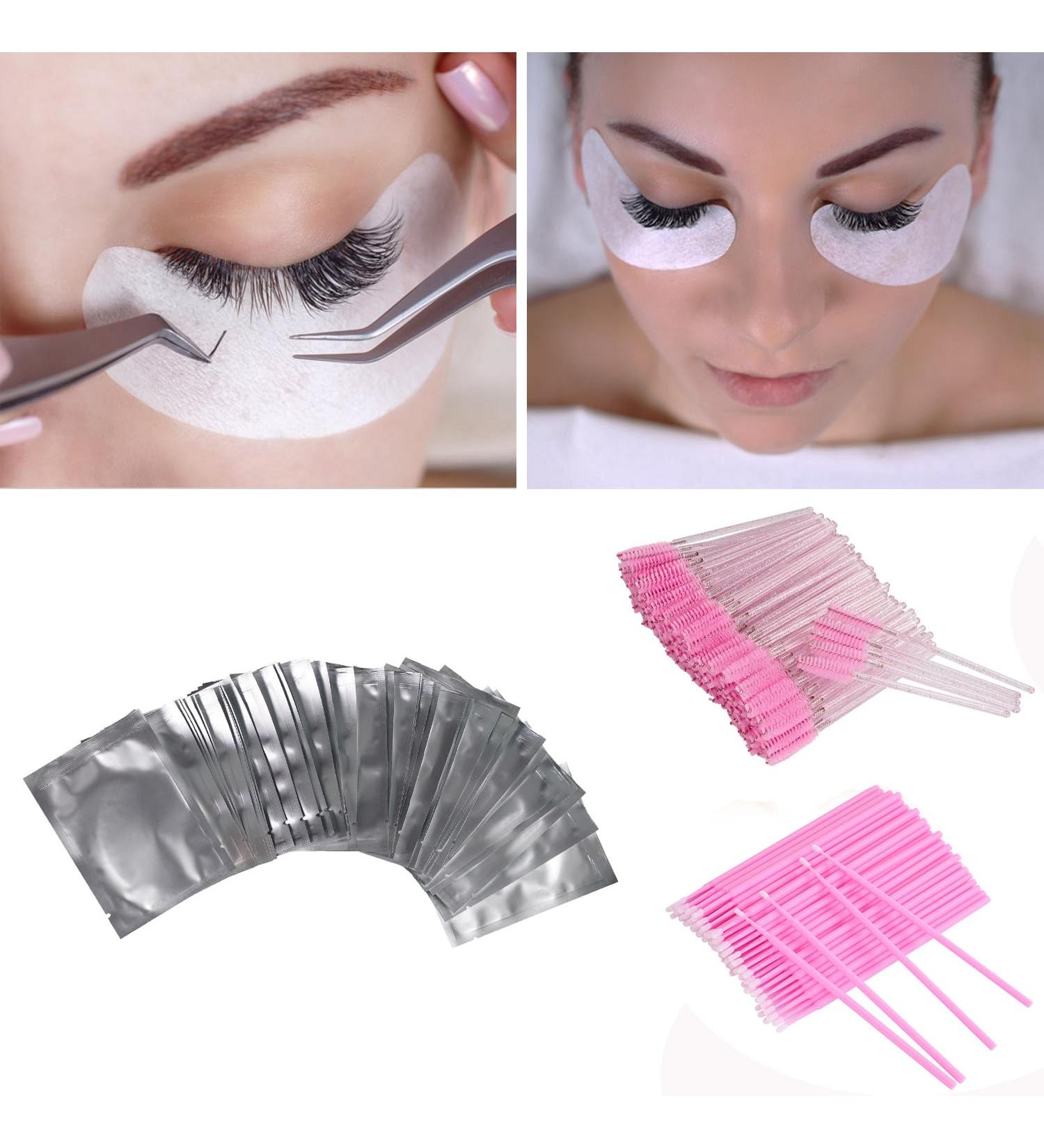 Under Eye Patches with Disposable Eyelash Brushes and Micro Applicators - 50 Pairs + 100 Mascara Wands + 100 for Eyelash Extension - Buy Online on GoSupps.com