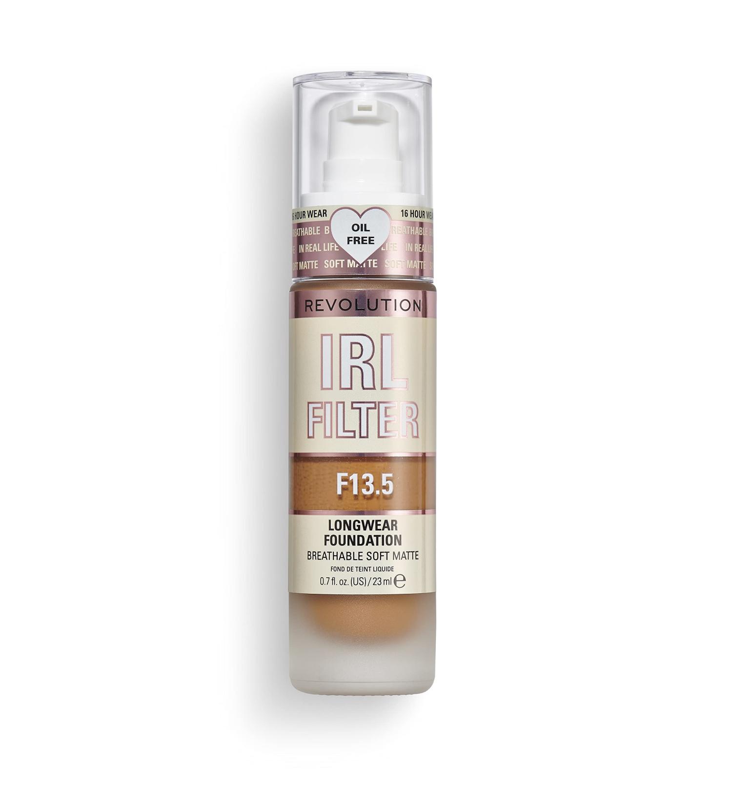 Makeup Revolution IRL Filter Longwear Foundation - F13.5 Dark Skin Tones 23ml - Buy Online on GoSupps.com