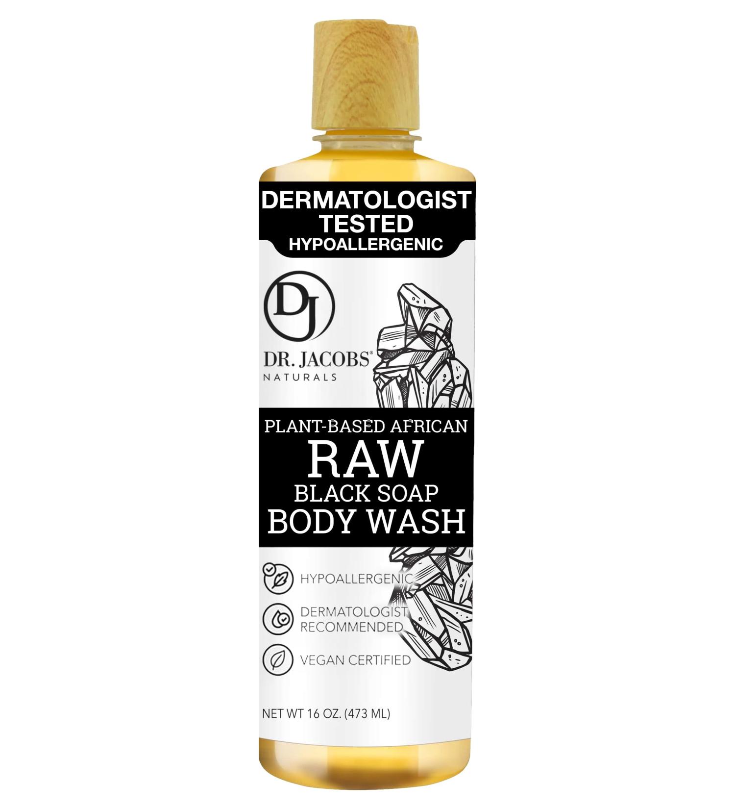 Dr Jacobs Naturals Authentic African Raw Black Soap, All-In-One Cleanser for Face Wash, Sensitive Skin Body Wash, Shampoo, Shaving Soap | Shea Butter Moisturizing and Nourishing Formula | 16oz 1pk - Buy Online on GoSupps.com