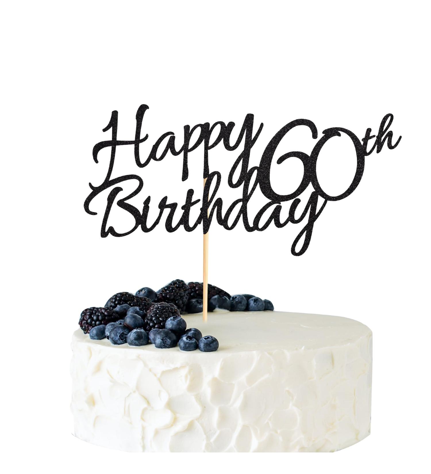 Arthsdite 1 Pc Happy 60th Birthday Cake Topper 60 Cake Topper Happy 60 Birthday Cake Decoration for 60th Cheers to 60 Birthday Party Decoration Supplies - Black Glitter Black 60 - Buy Online on GoSupps.com