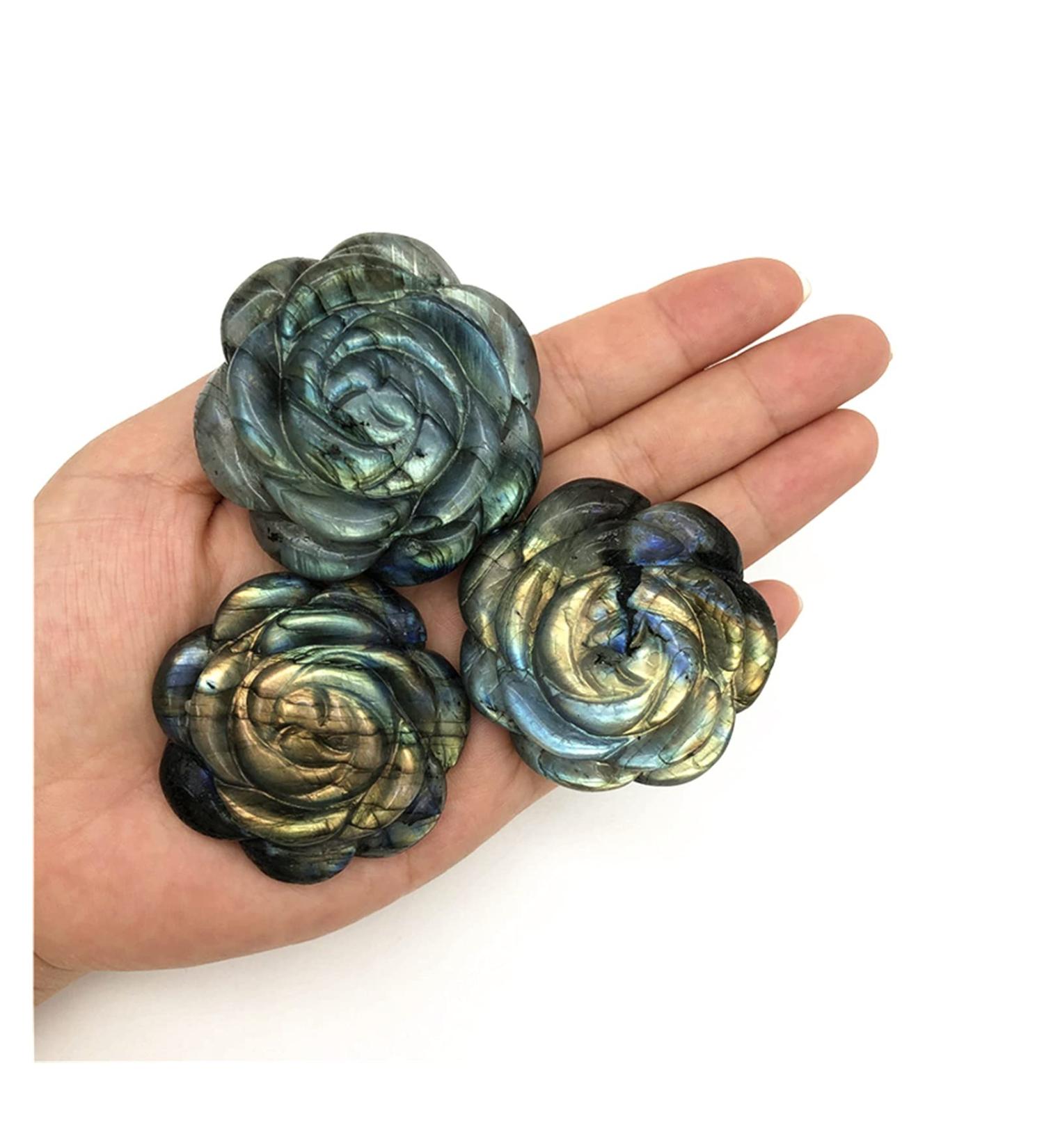 Natural Crystal Rough 1PC Natural Labradorite Crystal Rose Flower Hand Carved Crystal Flowers Stones Decor Natural Quartz Crystals Home Decoration ERTEYIN - Buy Online on GoSupps.com