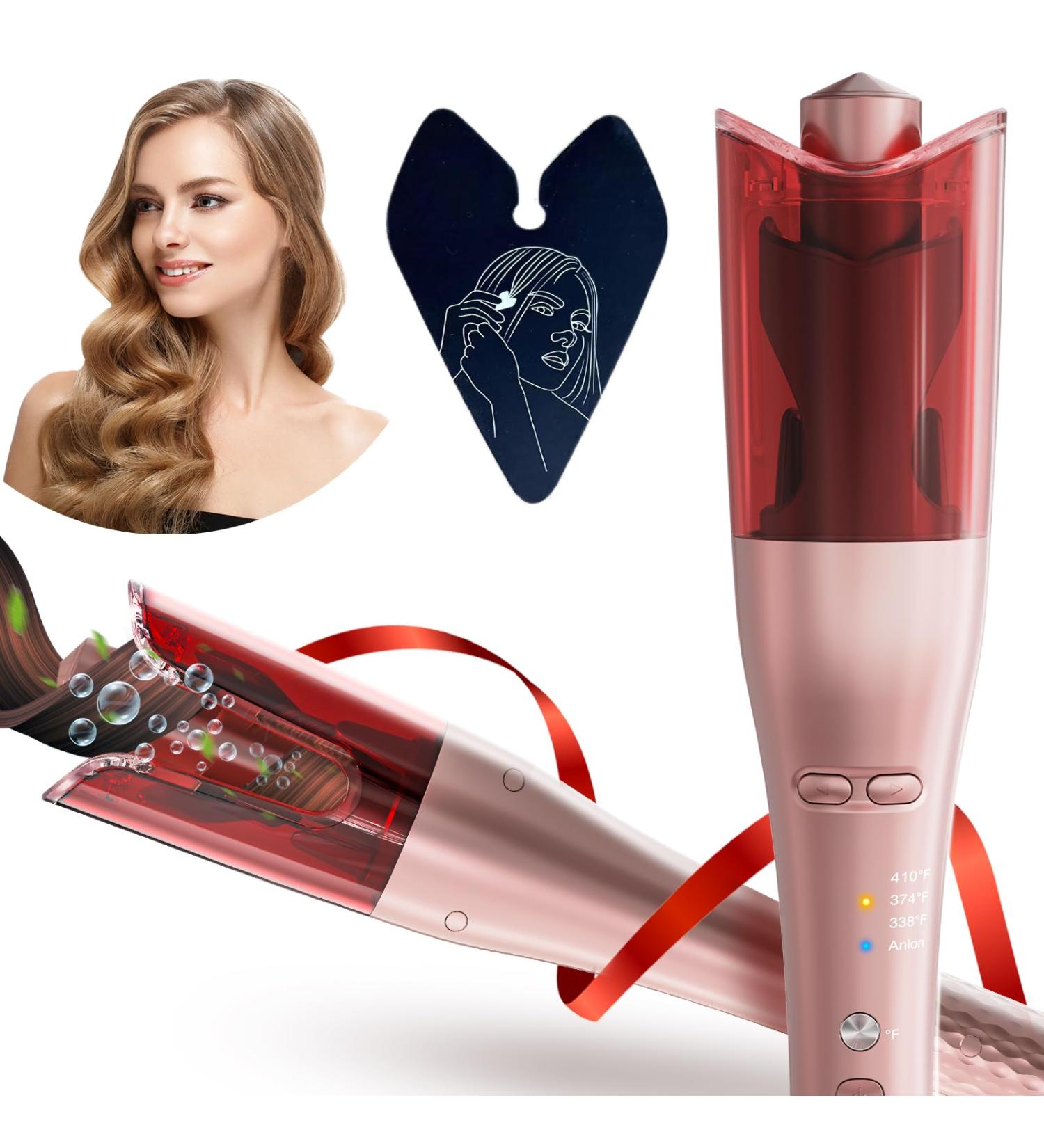 Shop 2024 Automatic Hair Curler - Upgraded Curling Iron with Anion Protection & Dual Voltage - Smart Anti-Stuck Feature 3 Temps & Timers in Rose Gold - Buy Online on GoSupps.com