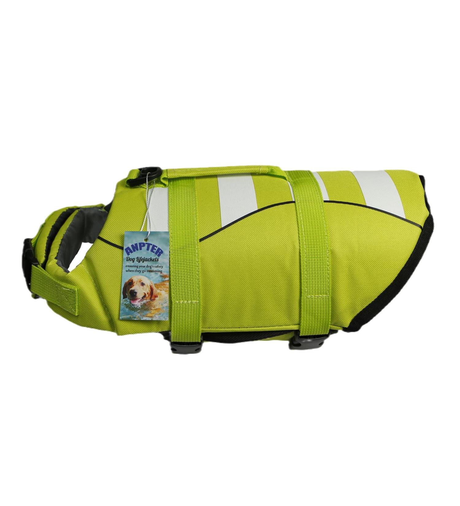 Wallpage Adjustable Dog Swimming Vest | Pet Bathing Suit for Small Medium & Large Dogs - Lifesaver with Handle - Green - Buy Online on GoSupps.com