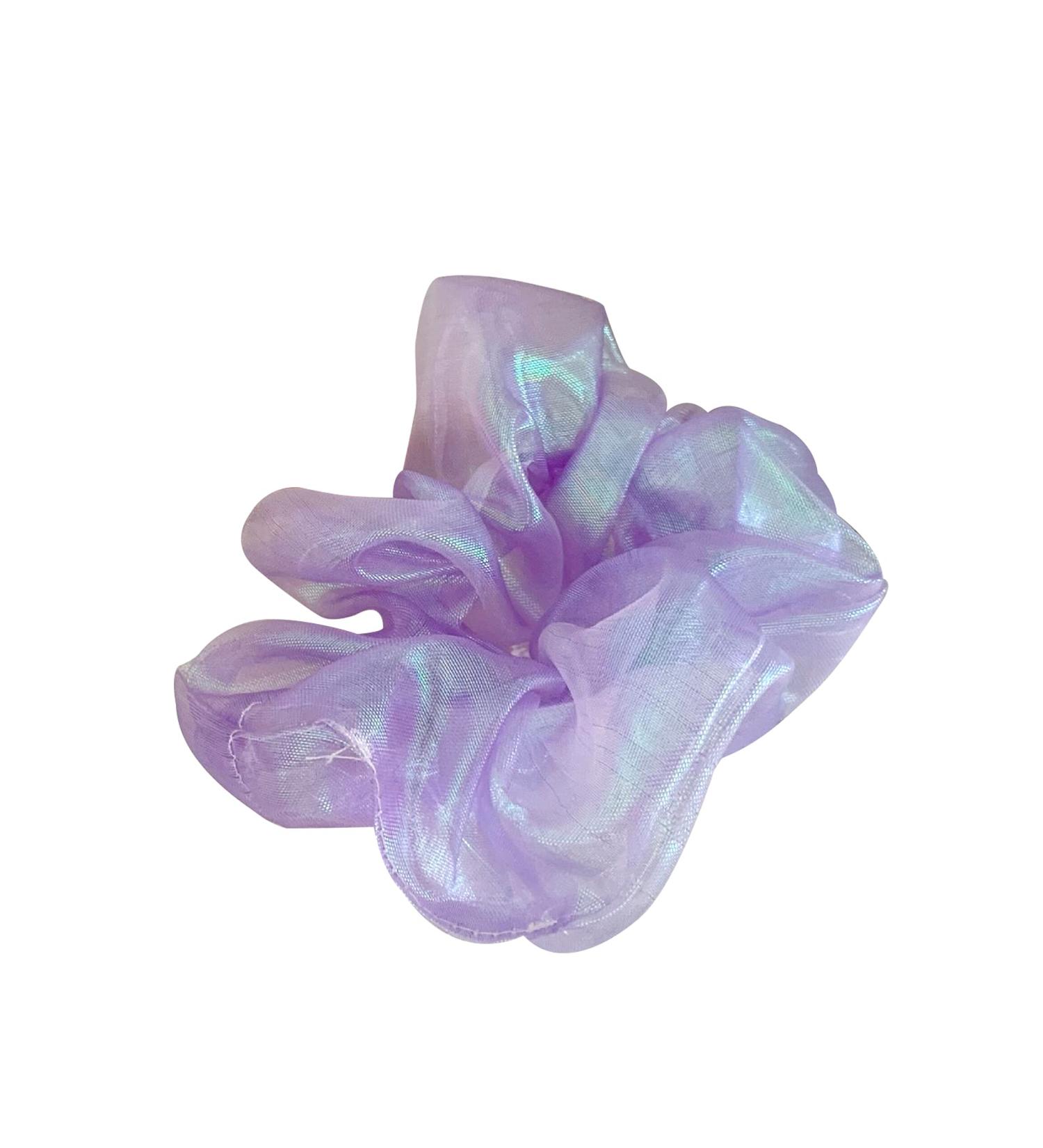 4 Pcs Fantasy Shiny Fluorescent Hologram Metallic Mermaid Hair Scrunchies Organza Hair Bobbles Elastics Ponytail Holders Hair Wrist Ties Bands Scrunchies for Show Gym Dance Party Cosplay for Girl (Light Purple)