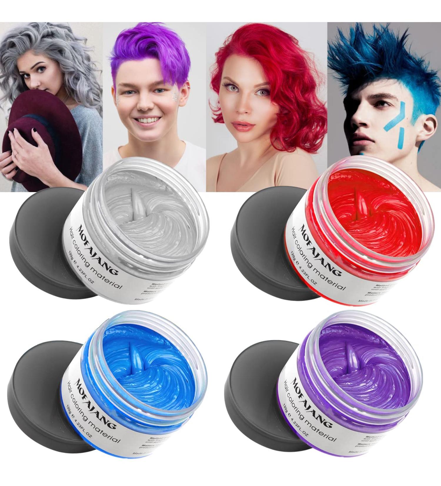Buy Temporary Hair Color & Styling Pomade for Men & Women - 4 Colors for Party Cosplay & Halloween | 4.23 oz - Buy Online on GoSupps.com