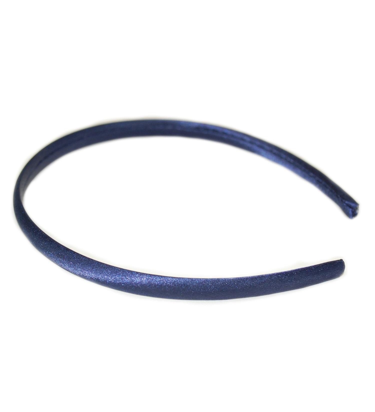 Hairband ladies girls pure satin navy blue