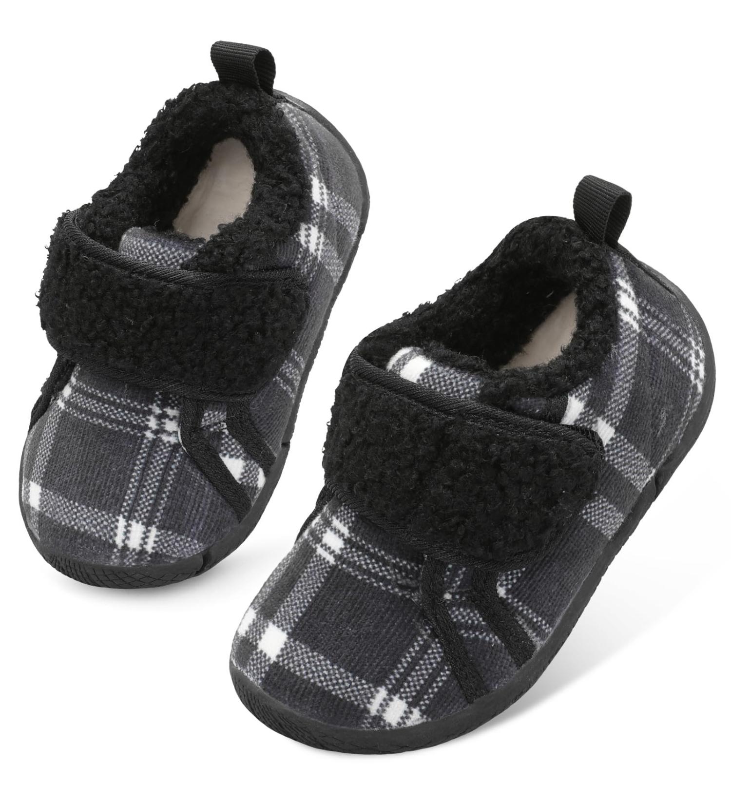 JOINFREE Toddler House Slippers | Winter Baby Shoes Black/Plaid 5/5.5 UK Child - Buy Online on GoSupps.com
