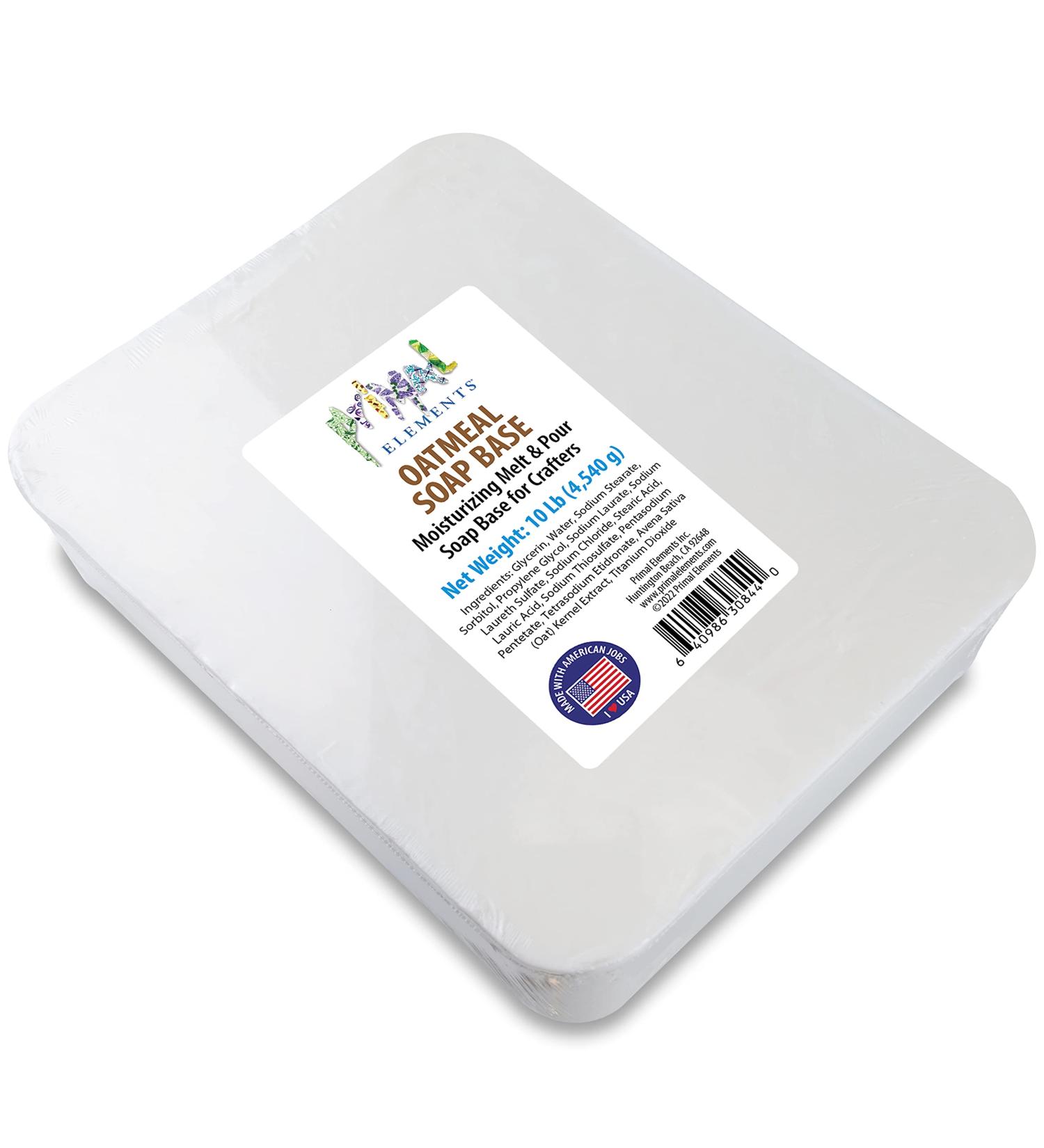Primal Elements Oatmeal Soap Base - 10 lb | Moisturizing Vegan Glycerin Soap for Crafting | Cruelty-Free & Easy to Cut - Buy Online on GoSupps.com