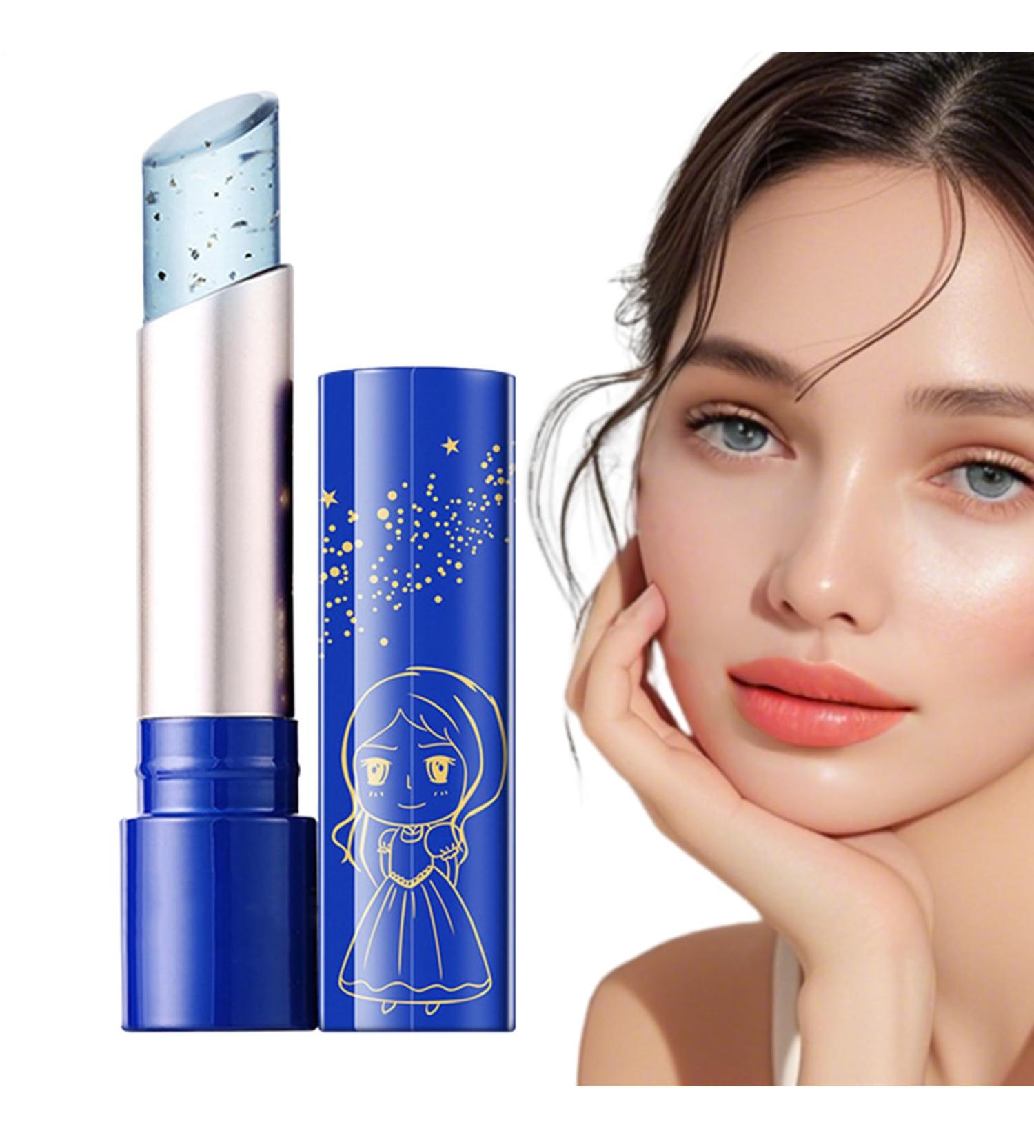 Blue Jelly Lip Balm Color Changing Lipstick With 24k Gold Foil Moisturizing Crystal Lip Gloss Long Lasting Heat Sensitive Balm Temperature Change - Buy Online on GoSupps.com
