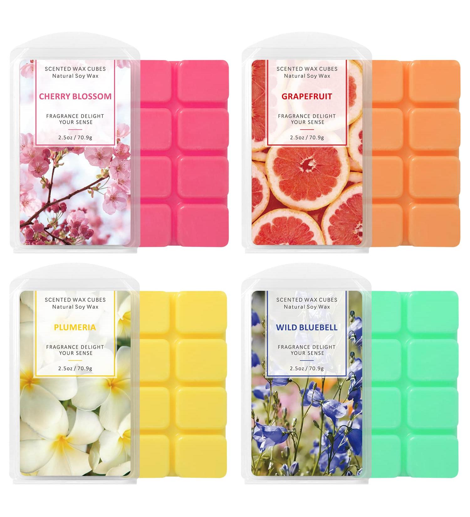 Soy Wax Scented Melts - Grapefruit, Cherry Blossoms, Wild Bluebell, Plumeria (10 oz) | Wax Cubes for Warmers - Buy Online on GoSupps.com