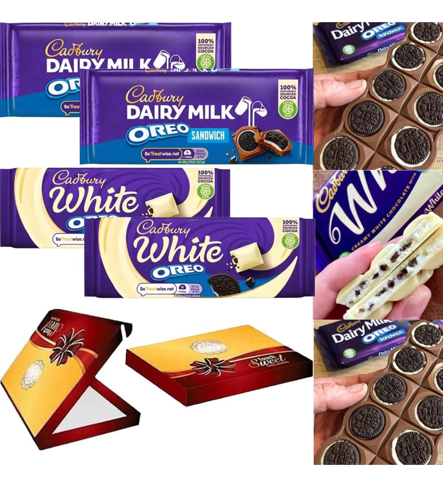 4 x Mixed Oreo White & Oreo Sandwich Chocolate Bars With Gift Box - Buy Online on GoSupps.com