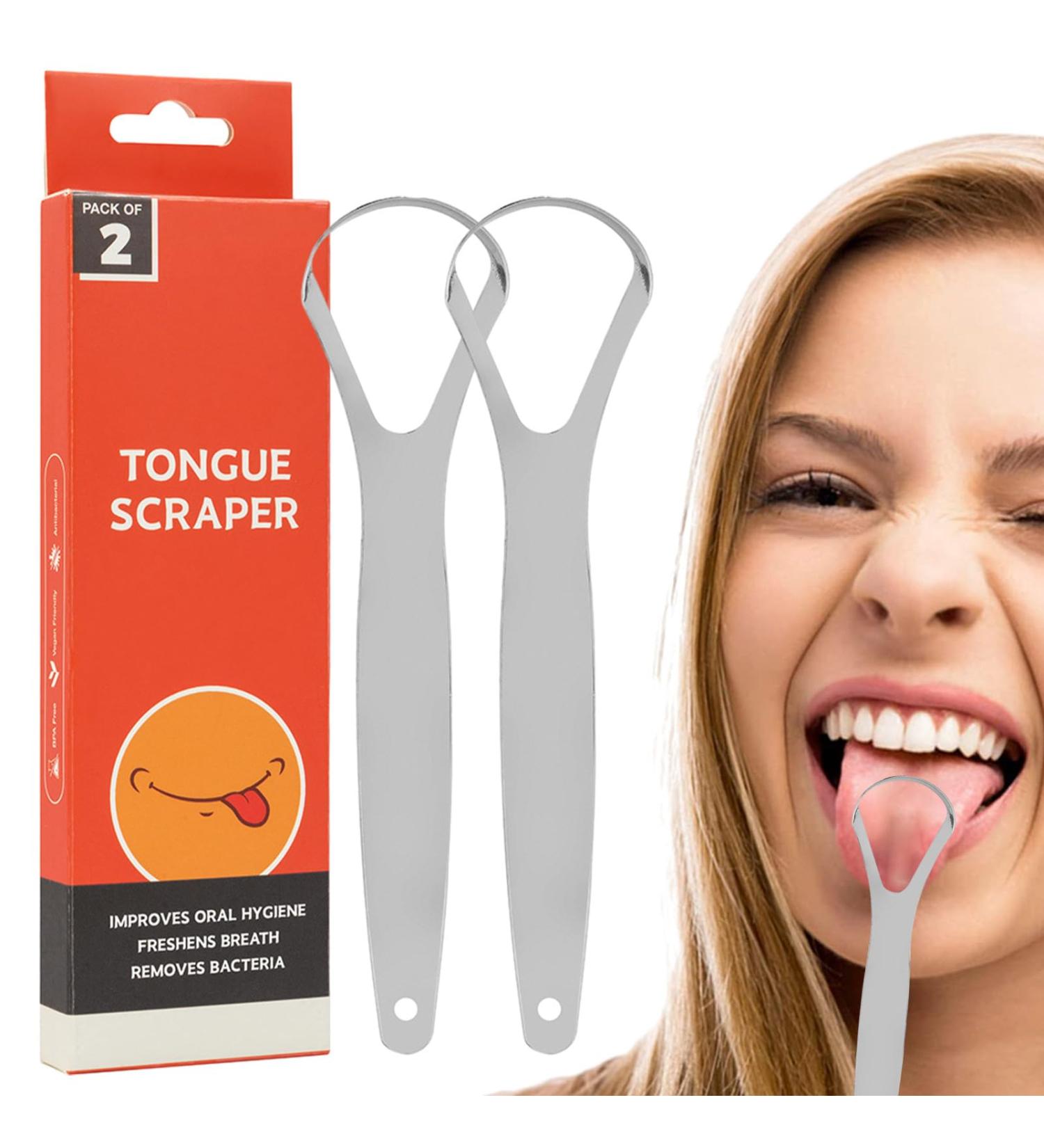 Portable Stainless Steel Tongue Scraper for Adults | Effective Tongue Cleaning Brush for Improved Oral Hygiene - Travel-Friendly - Buy Online on GoSupps.com